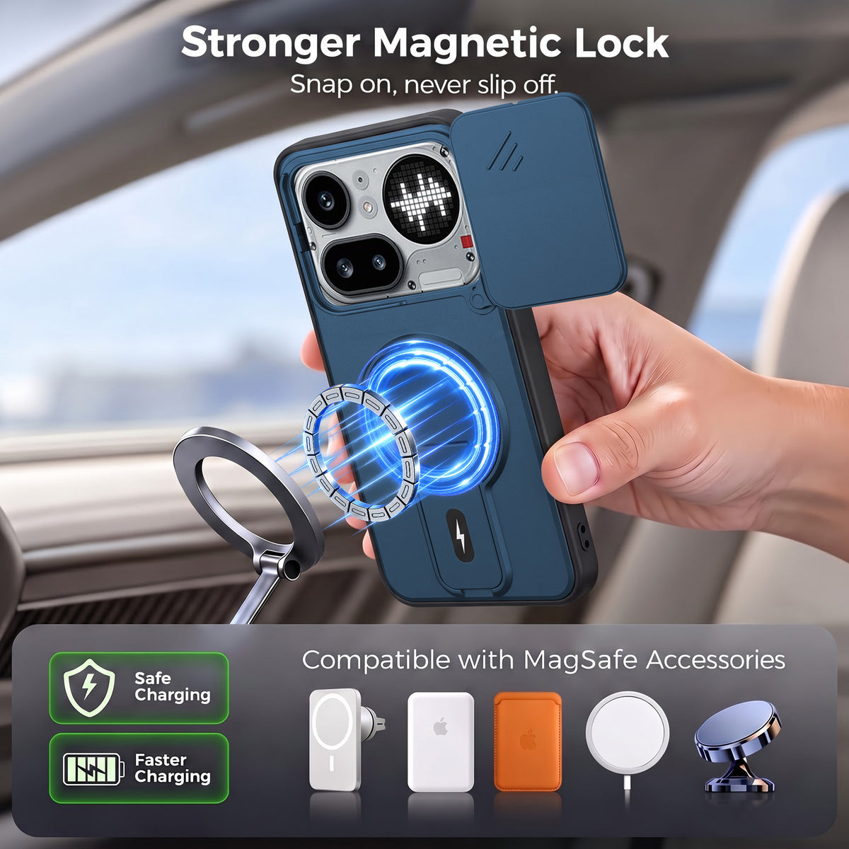 For Nothing Phone 4A Pro 5G Back Case Cover Metallic (Hybrid Armor Kickstand | Sliding Shutter Camera Protection | MagSafe Compatible)