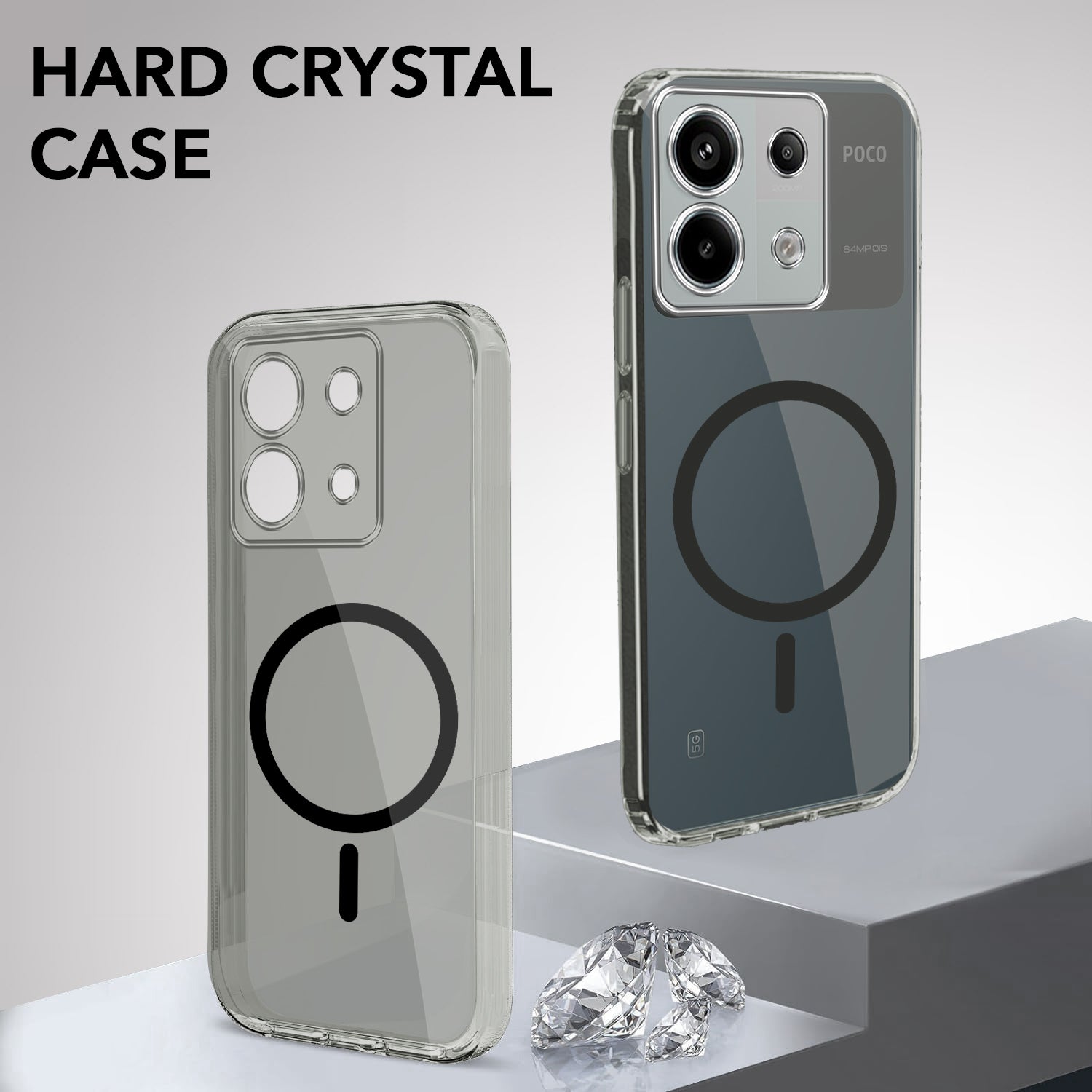 For Poco X6 5G Back Cover Case Lifetime Anti-Yellow MagSafe Compatible Clear (Sleek Hard Crystal | Shockproof and Camera Protection)