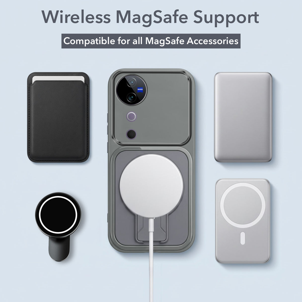 For Vivo V40 | Vivo V40 Pro 5G Back Case Cover Metallic (Hybrid Armor Kickstand | MagSafe Compatible | Camera Protection Shockproof)
