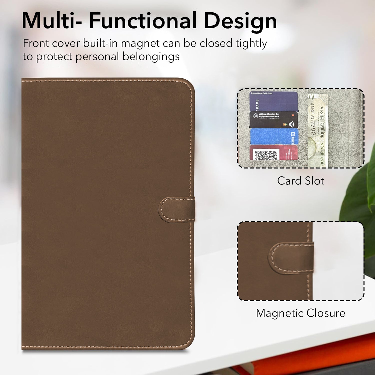 For Flip Cover Folio Case Honor Pad X8 10 Inch AGM3-W09HN (PU Matte Leather | Multi-Angle Smart Stand | Card Storage Slots | Silicone Back Pouch)
