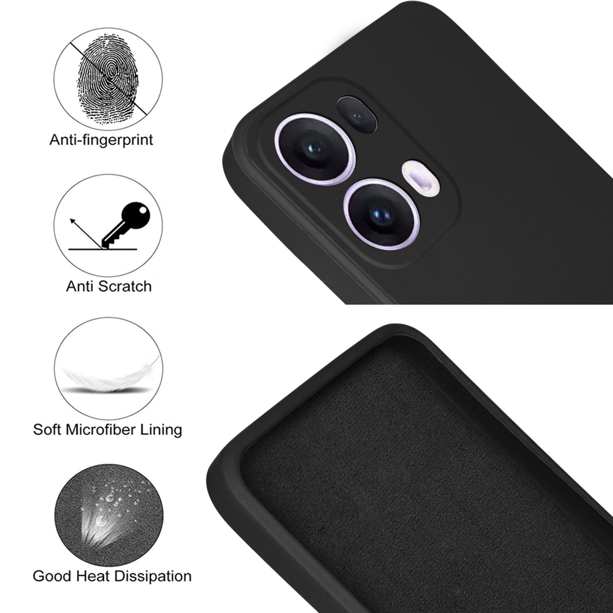 For Oppo Reno13 Pro 5G | Oppo Reno 13 Pro 5G Back Cover Case (Matte Finish Silicone with Inside Fiber cloth)