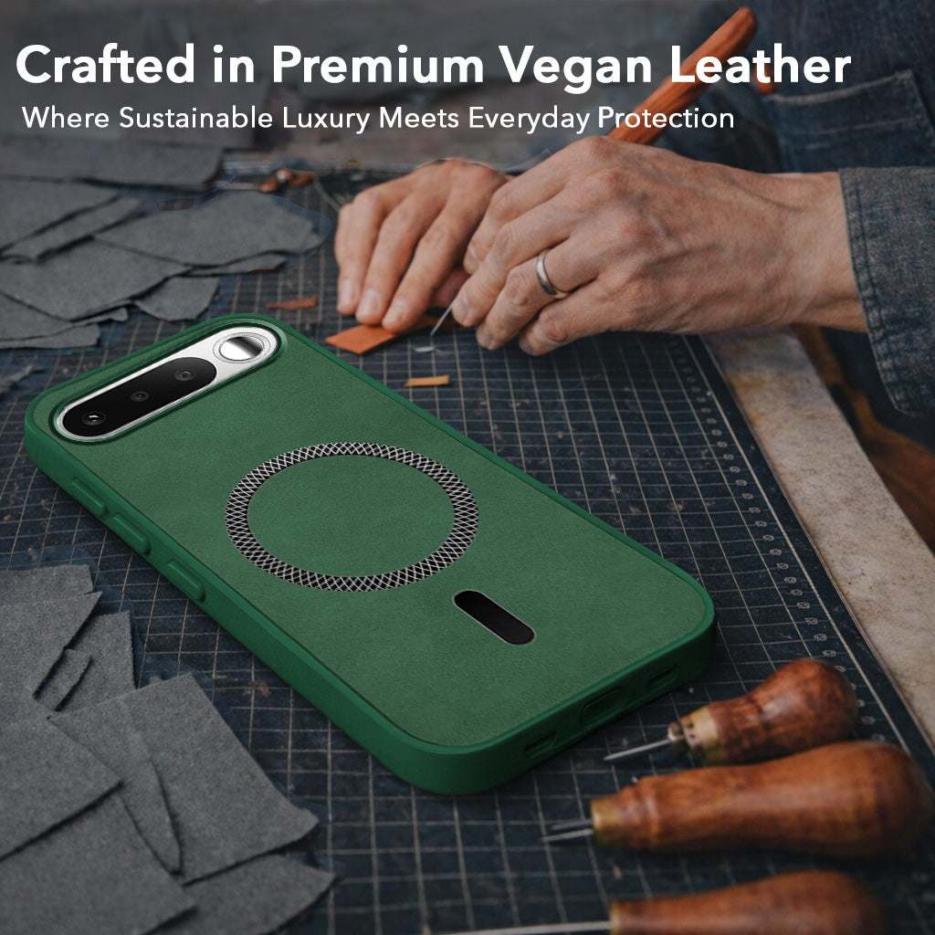 For Realme 16 Back Cover Case Leather Finish (MagSafe Compatible Wireless Charging | Soft Touch | Camera Bump Protection)