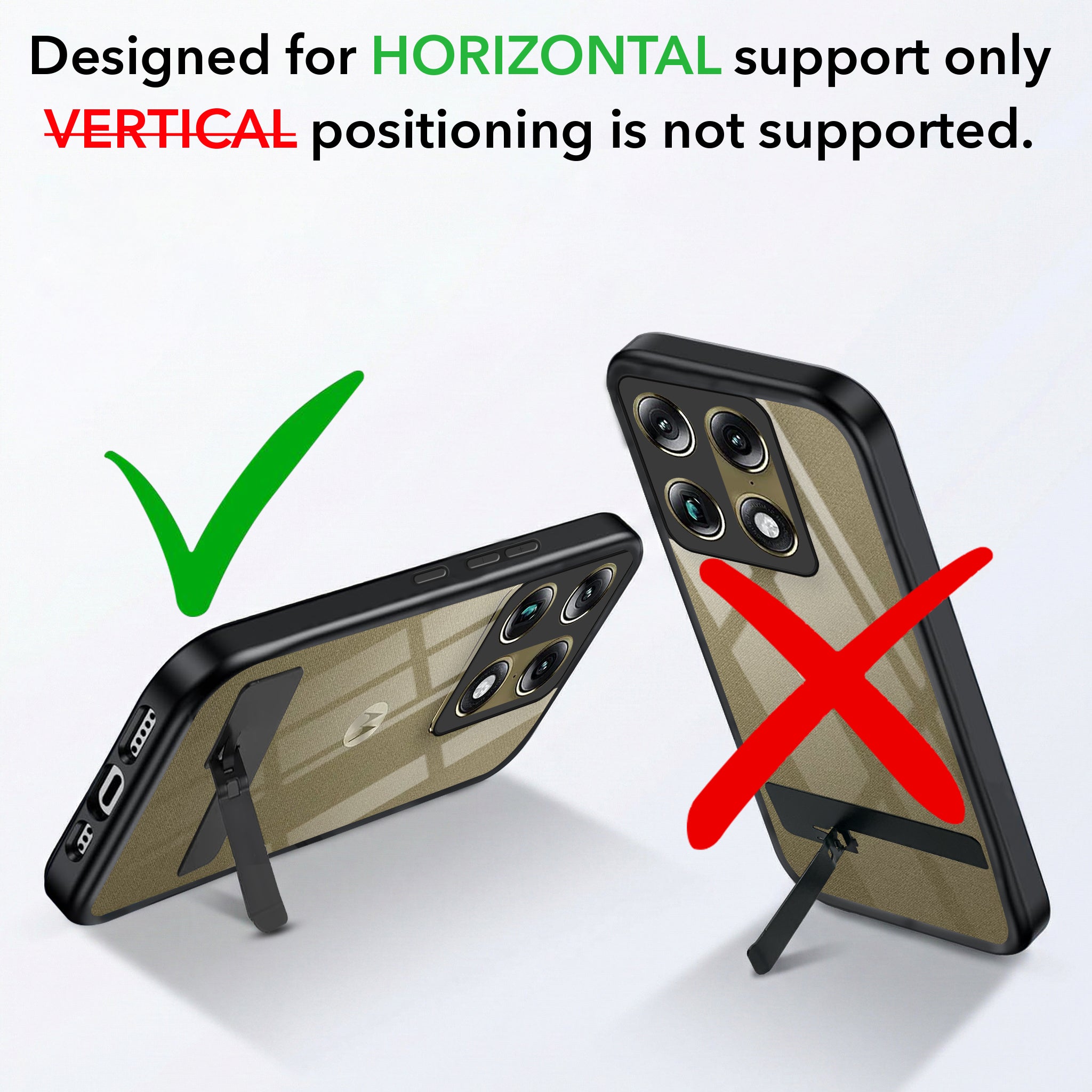 For Motorola Moto Signature 5G Back Cover Case (Built-in Stand | Lifetime Anti Yellow | Kickstand Shockproof | Camera Protection | MagSafe Compatible)