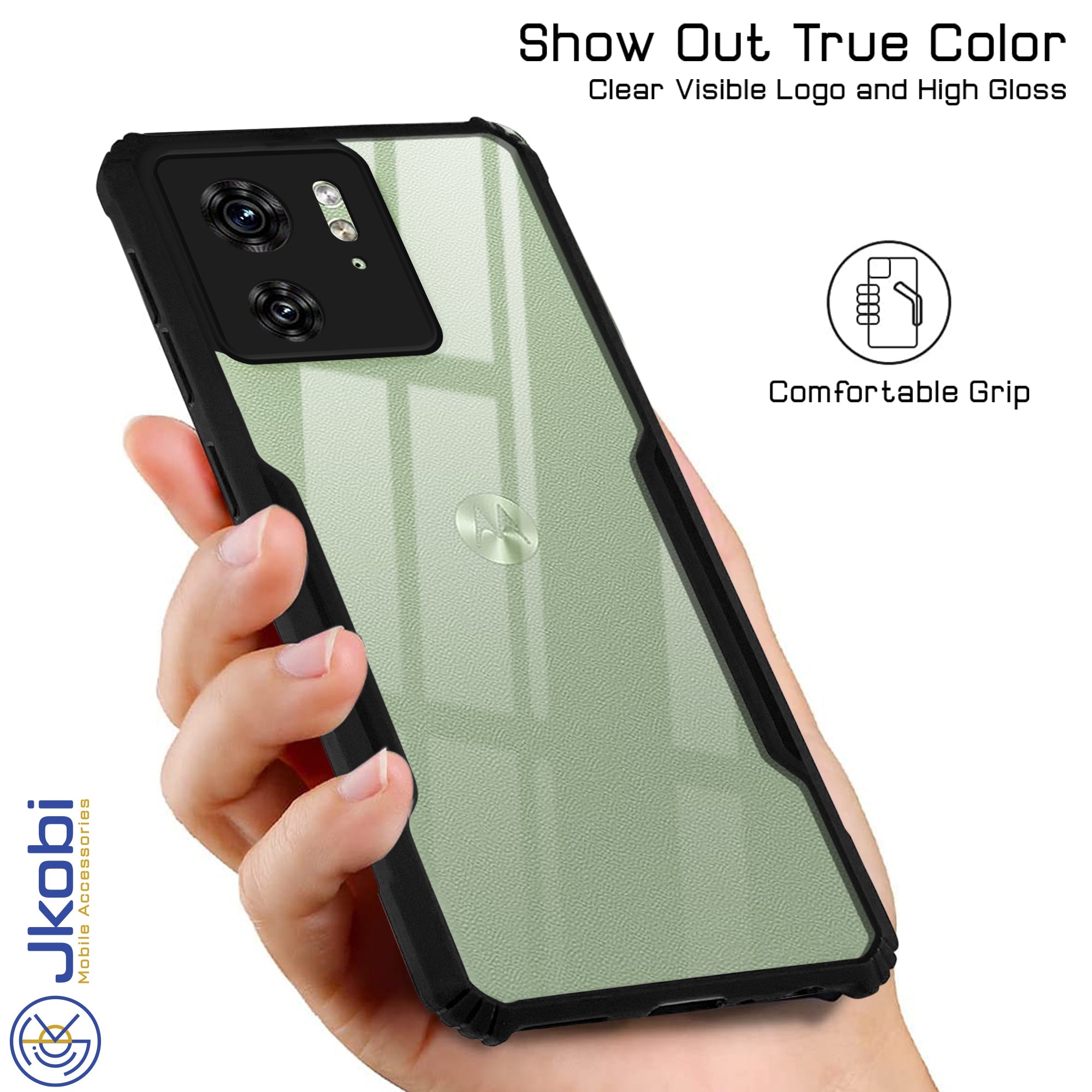 For Motorola Moto Edge 40 Back Cover Case (Shockproof with Polycarbonate Clear Panel | Professional Black)
