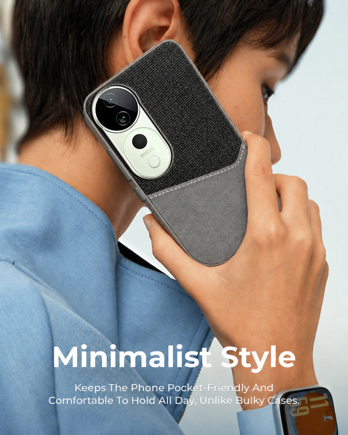 For Vivo T3 Ultra Back Cover Case (Dual PU Leather Stitch | Professional Minimalist | Soft and Flexible)