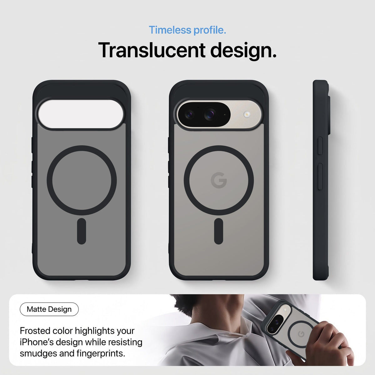 For Google Pixel 9 Matte Finish Back Case Cover (MagSafe Compatible | Translucent Soft Touch | Slim and Unbreakable)