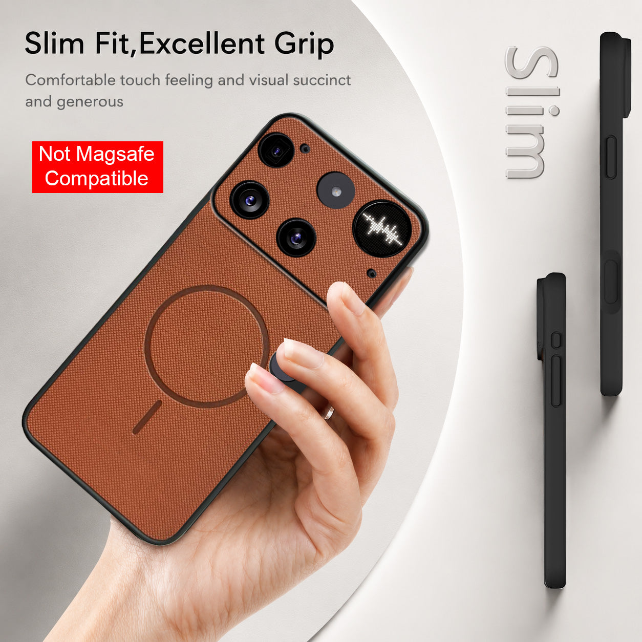 For Nothing Phone 3 Back Cover Case PU Leather (Texture Grip Design | Professional Minimalist | Camera Protection | Soft and Flexible)