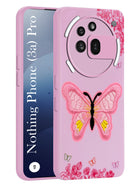 For Nothing Phone 3A Pro 5G Back Cover Case (Soft Butterfly Embroidery | Women Teen Girls | Camera Protection| Matte Silicone)