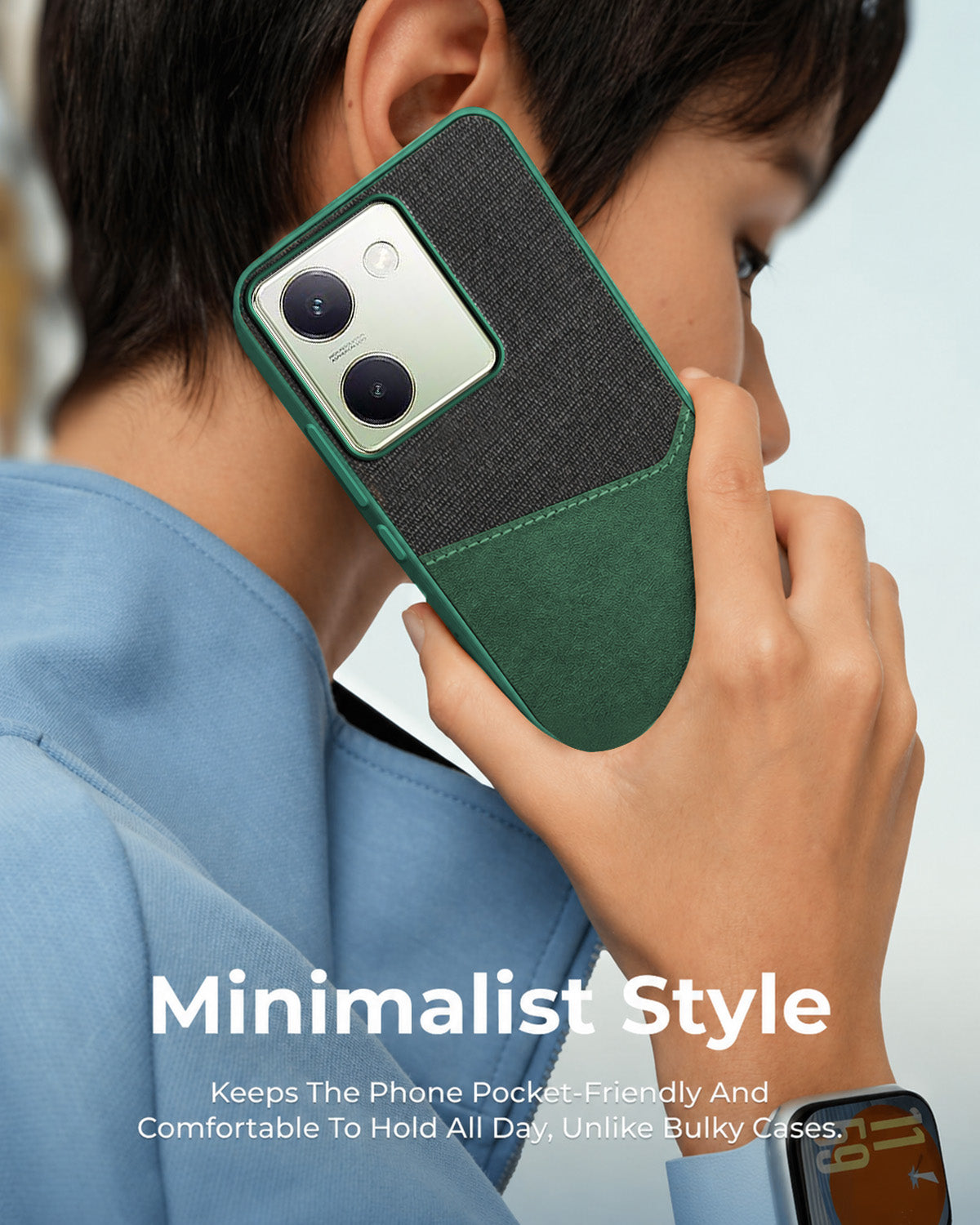 For Vivo Y200 Pro 5G Back Cover Case (Dual PU Leather Stitch | Professional Minimalist | Soft and Flexible)