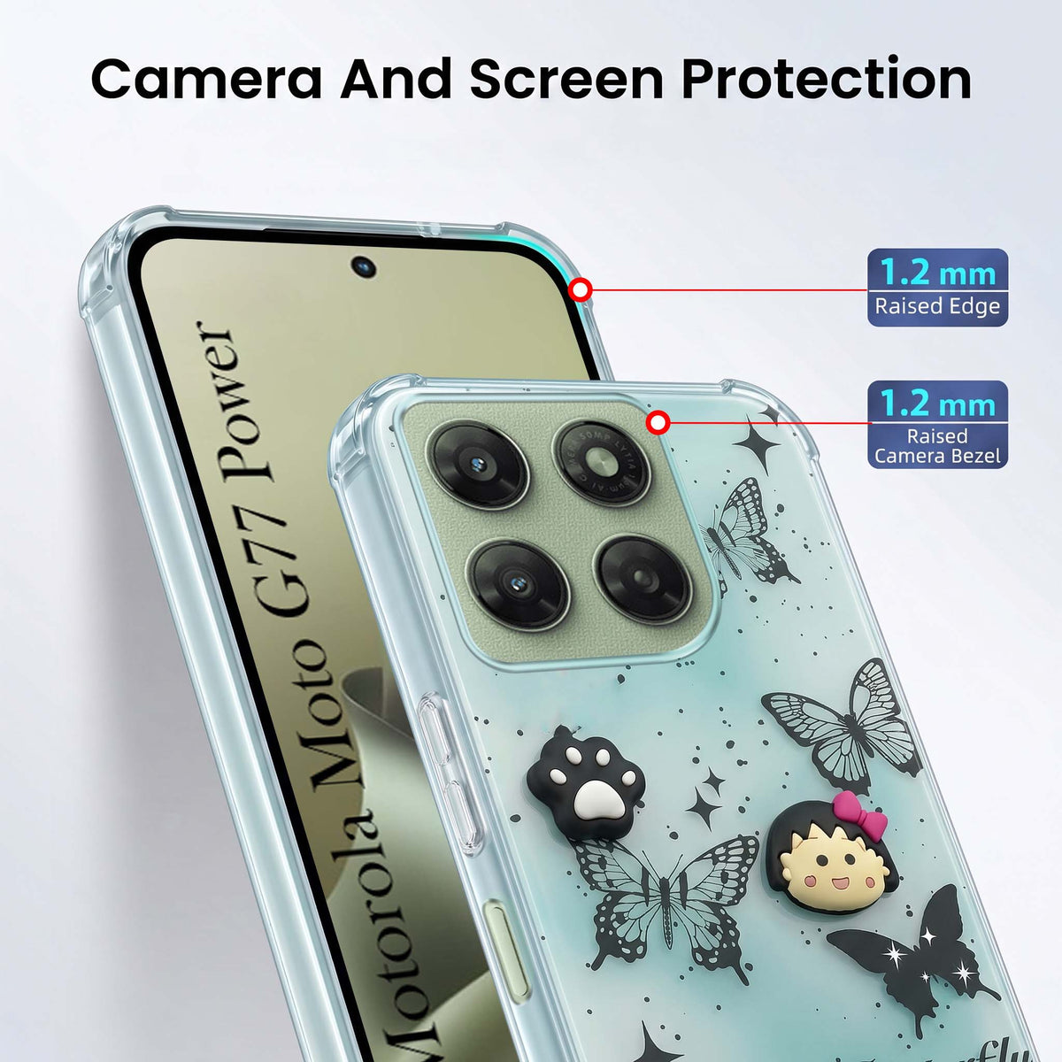 For Motorola Moto G77 Power Back Cover Case (3D Cute Cartoons | Hard Back Side Soft | Matte Premium Finish | HD Printing)
