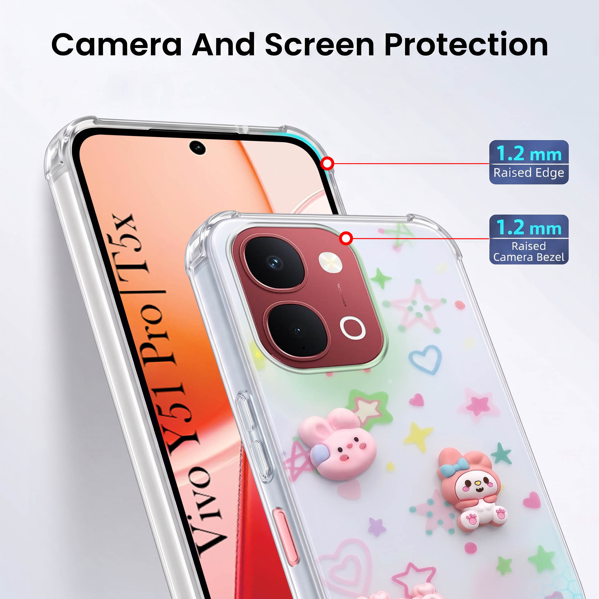 For Vivo Y51 Pro 5G | Vivo T5x Back Cover Case (3D Cute Cartoons | Hard Back Side Soft | Matte Premium Finish | HD Printing)