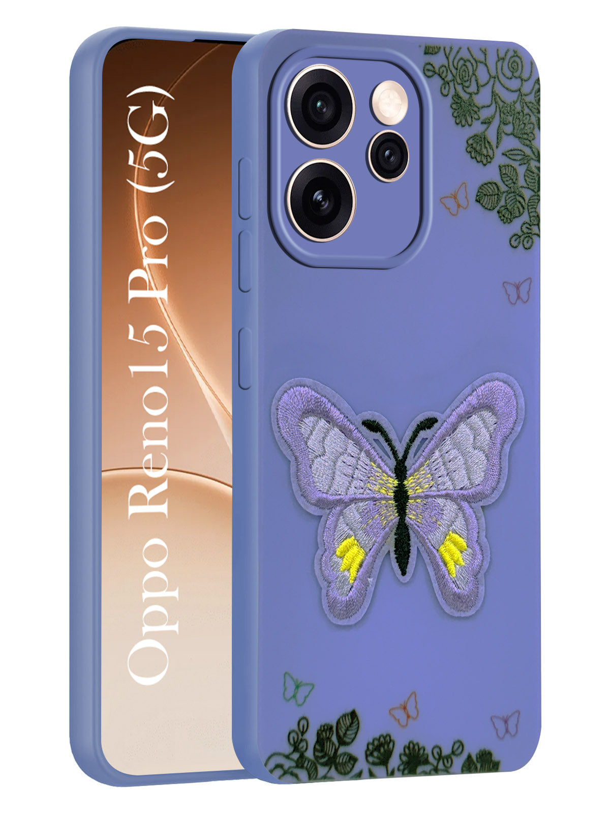 For Oppo Reno15 Pro 5G | Oppo Reno 15 Pro 5G Back Cover Case (Soft Butterfly Embroidery | Women Teen Girls | Camera Protection| Matte Silicone)
