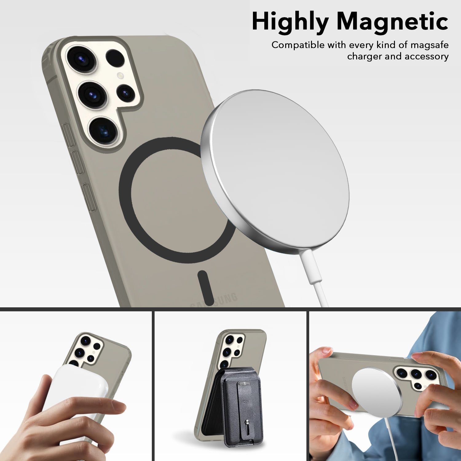 For Samsung Galaxy S23 Ultra Back Cover Case (Frosted Matte Feel | MagSafe Compatible Wireless Charging | Polycarbonate Material)