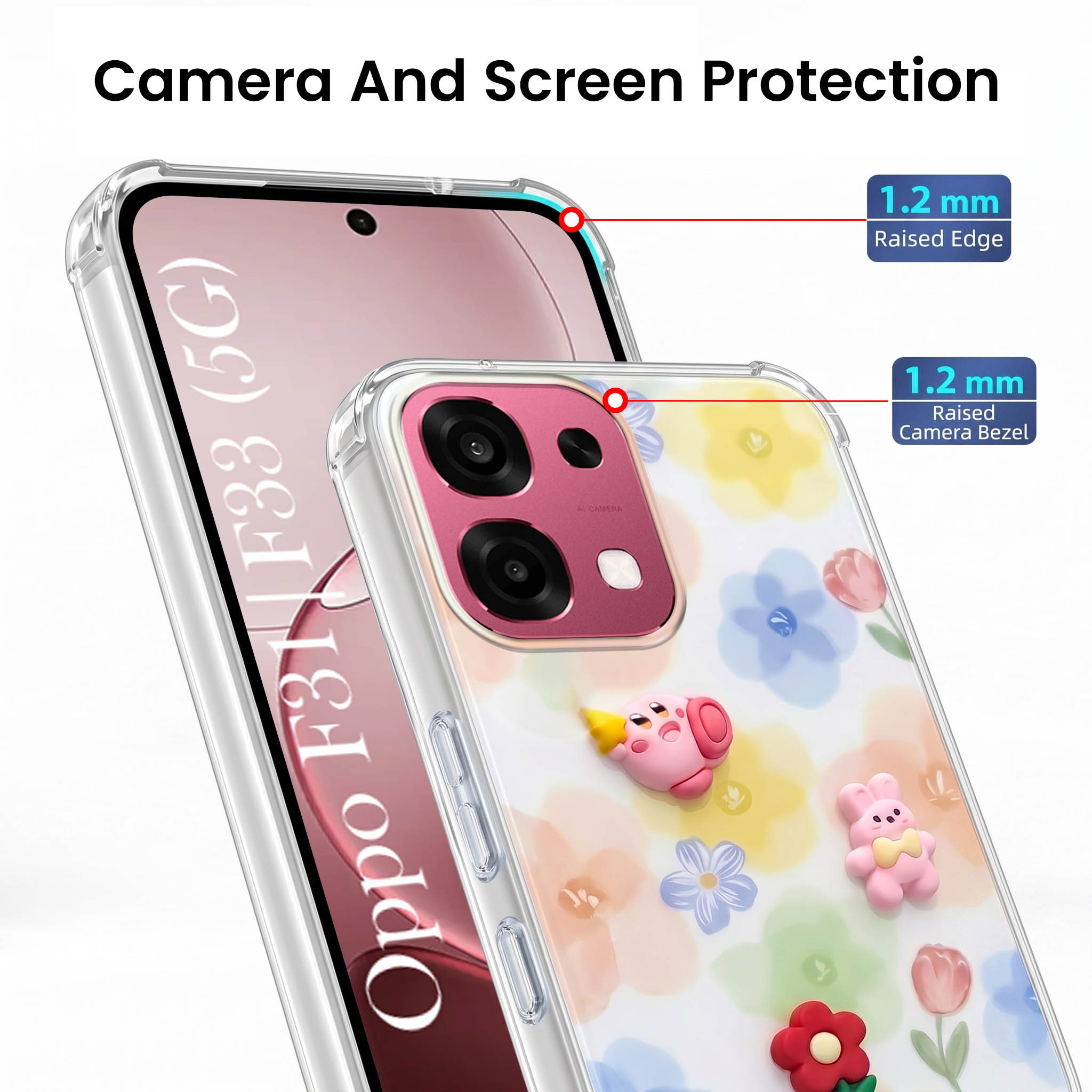 For Oppo F31 5G | Oppo F33 5G Back Cover Case (3D Cute Cartoons | Hard Back Side Soft | Matte Premium Finish | HD Printing)