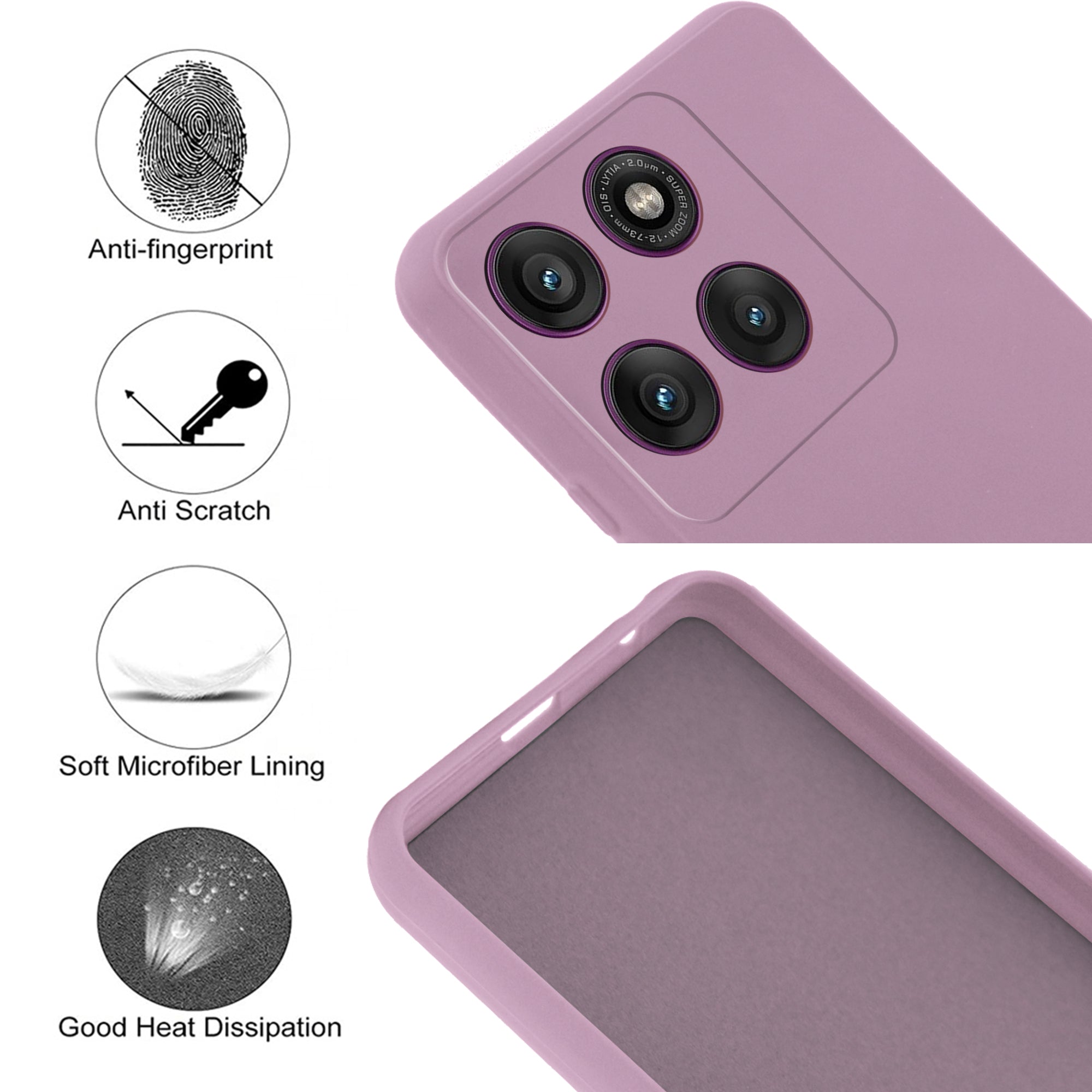 For Motorola Moto Edge 60 Pro Back Cover Case (Matte Finish Silicone with Inside Fiber Cloth)