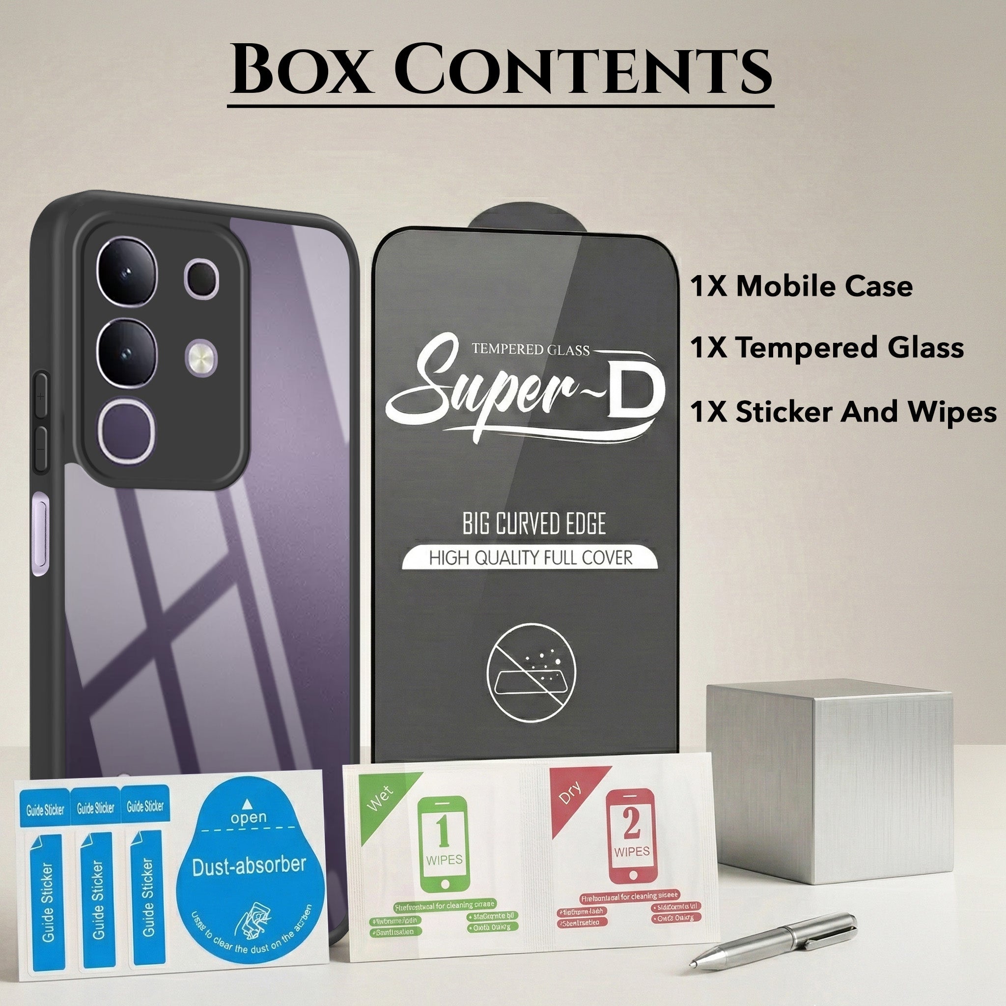 For Vivo T4x | Vivo Y31 Pro Combo with Back Cover and 9H Tempered Glass (Lifetime Anti-Yellow | Crystal Clear Shockproof | Oleophobic Coating Screen Glass)