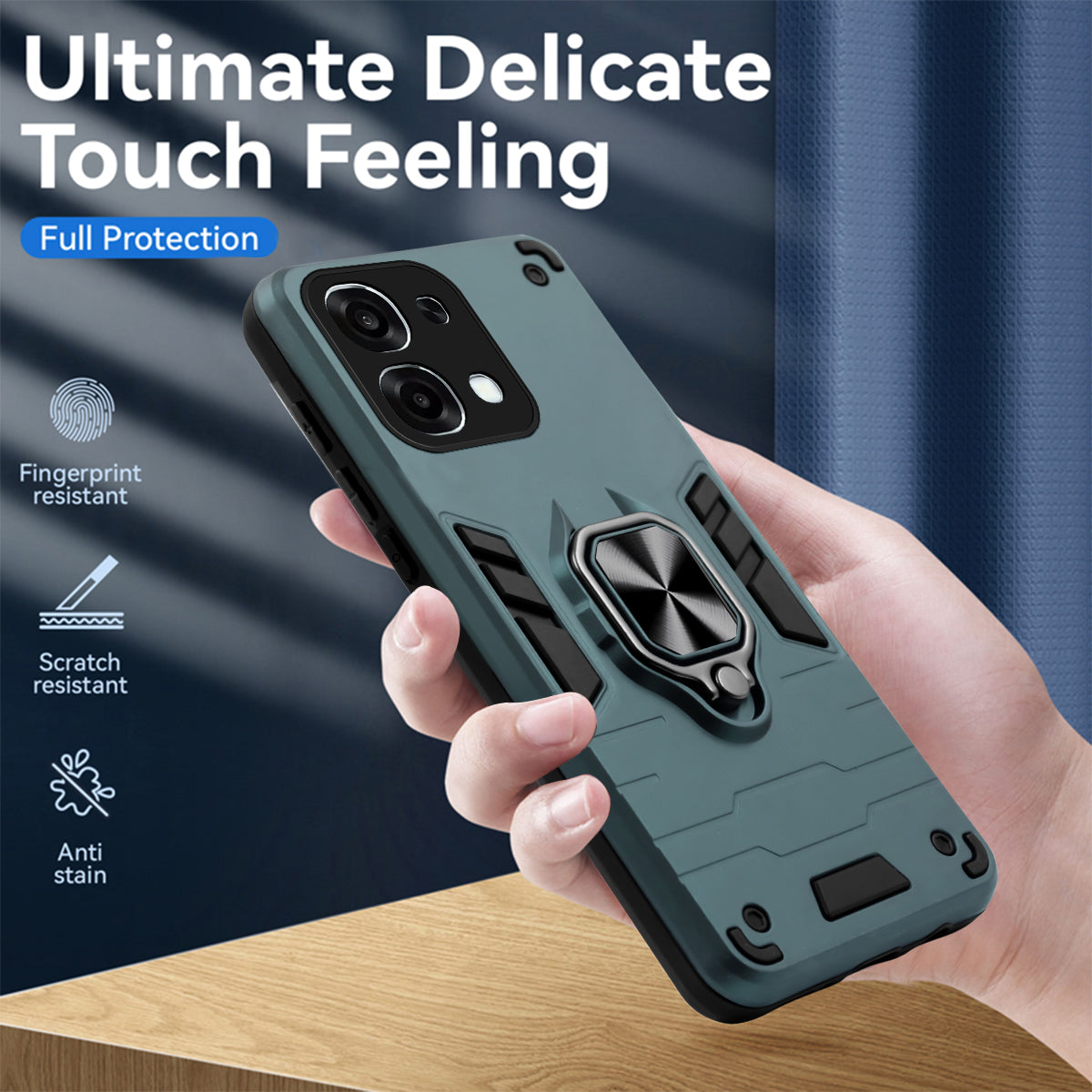 For Oppo F31 5G | Oppo F33 5G Back Cover Case Hybrid Armor (Shockproof Dual Layer Polycarbonate |Ring Holder Kickstand)