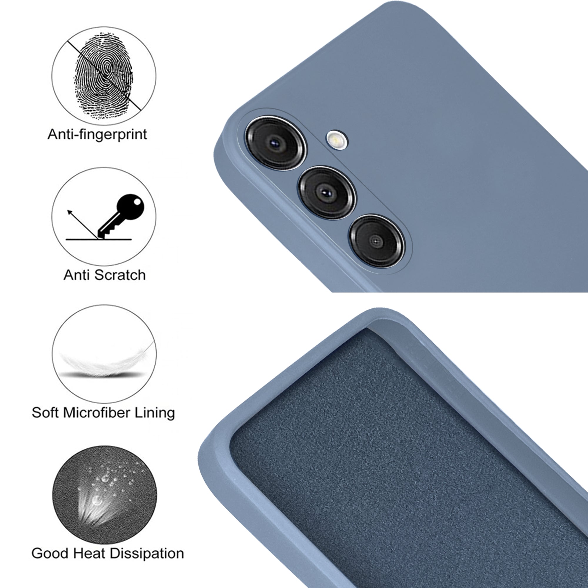 For Samsung Galaxy A16 5G Back Cover Case ( Matte Finish Silicone with Inside Fiber cloth)