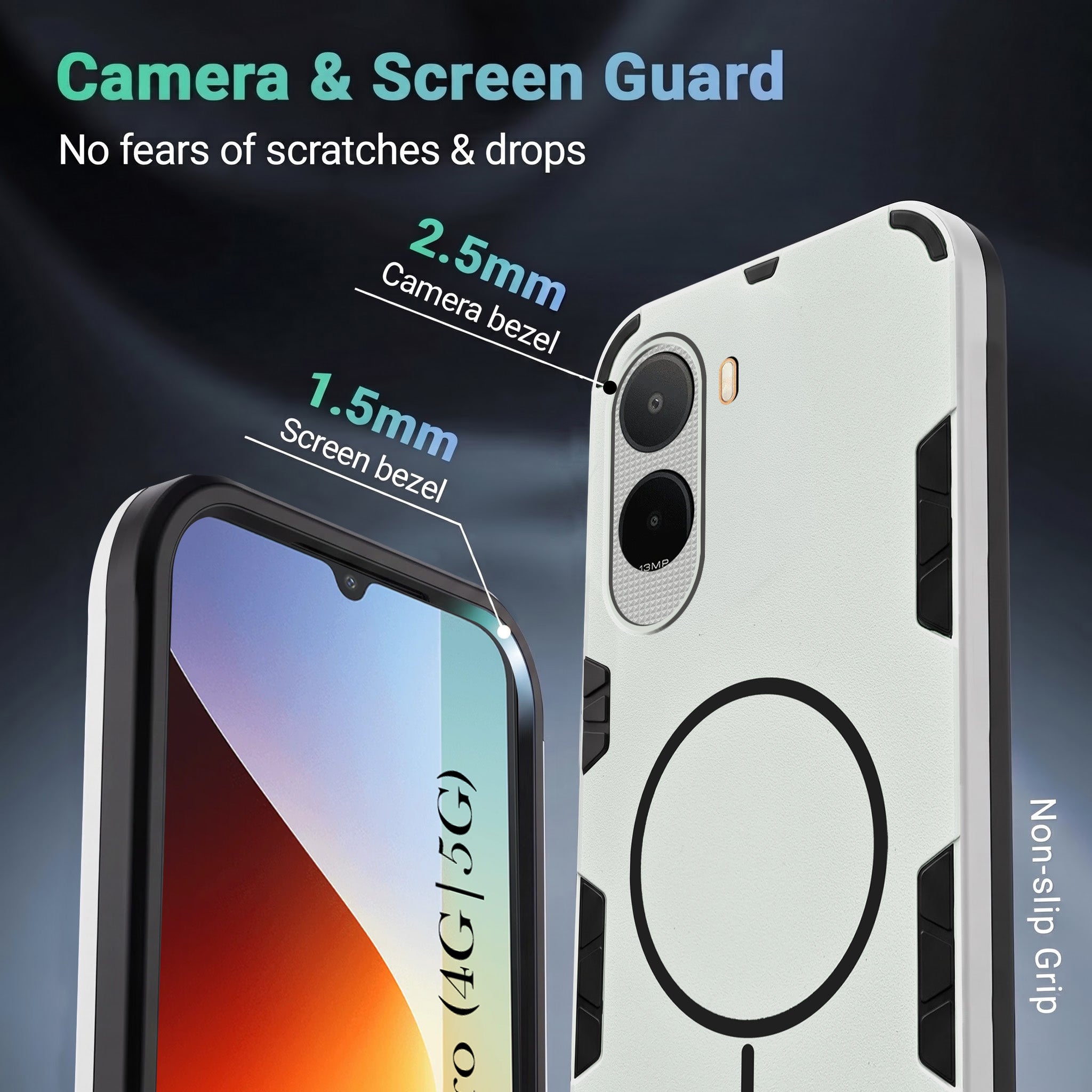 For Redmi A7 Pro 4G|5G Back Cover Case (Slim Hybrid Armor | Shockproof Camera Protection | Rugged Dual Layer)
