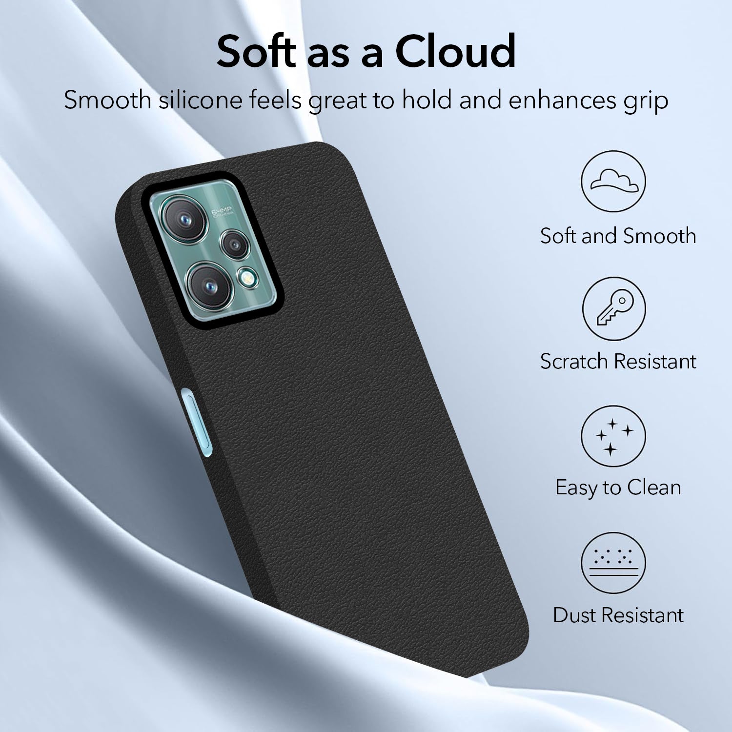 For Realme 9 Pro Back Cover Case (Glass Like Camera Protection | Leather Feel | Minimalist Professional Grip)