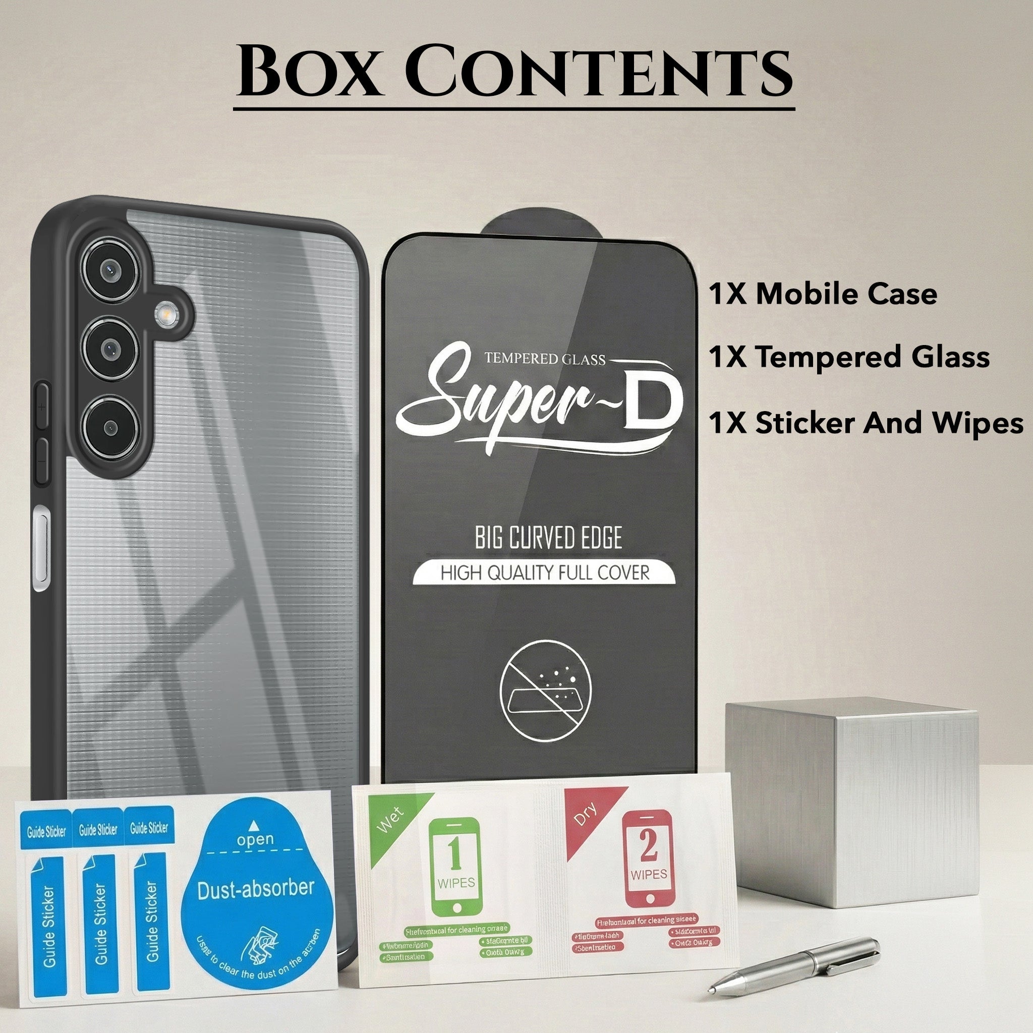 For Samsung Galaxy M35 5G Combo with Back Cover and 9H Tempered Glass (Lifetime Anti-Yellow | Crystal Clear Shockproof | Oleophobic Coating Screen Glass)
