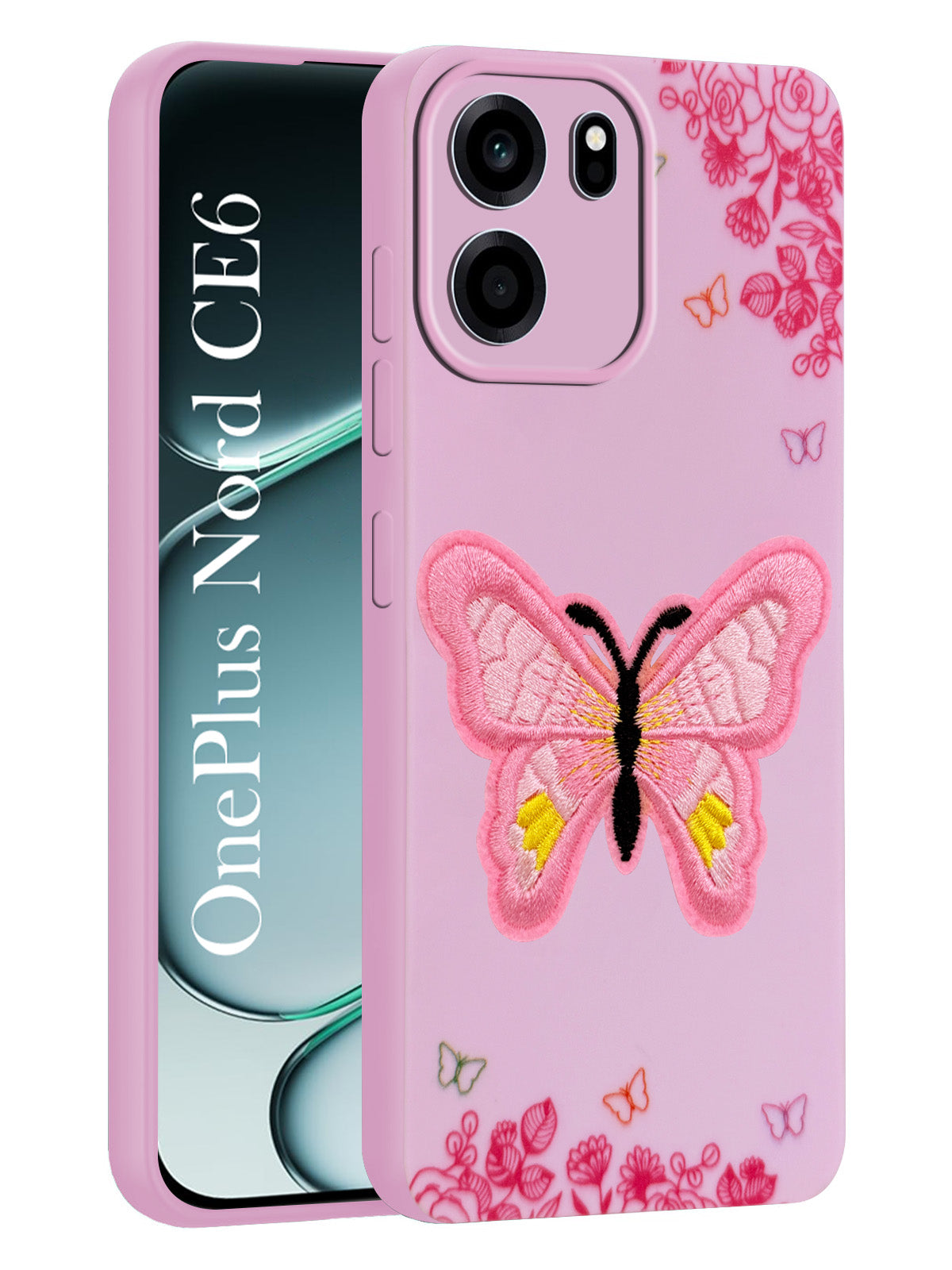 For Oneplus Nord CE 6 Back Cover Case (Soft Butterfly Embroidery | Women Teen Girls | Camera Protection| Matte Silicone)