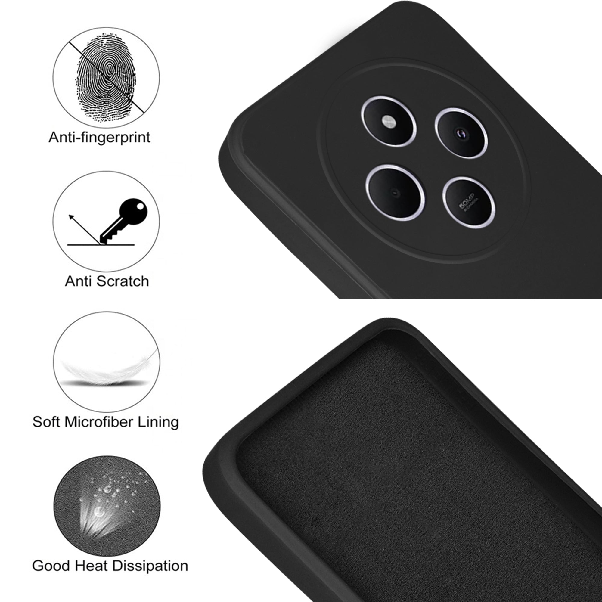 For Poco C75 | Poco M7 Back Cover Case ( Matte Finish Silicone with Inside Fiber cloth)