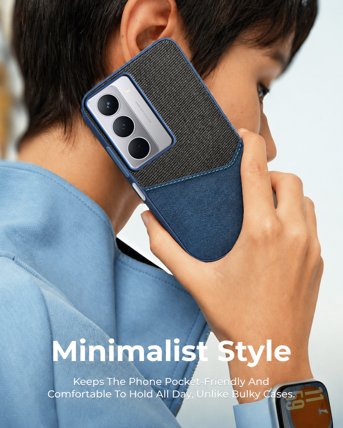 For Realme P3x Back Cover Case (Dual PU Leather Stitch | Professional Minimalist | Soft and Flexible)