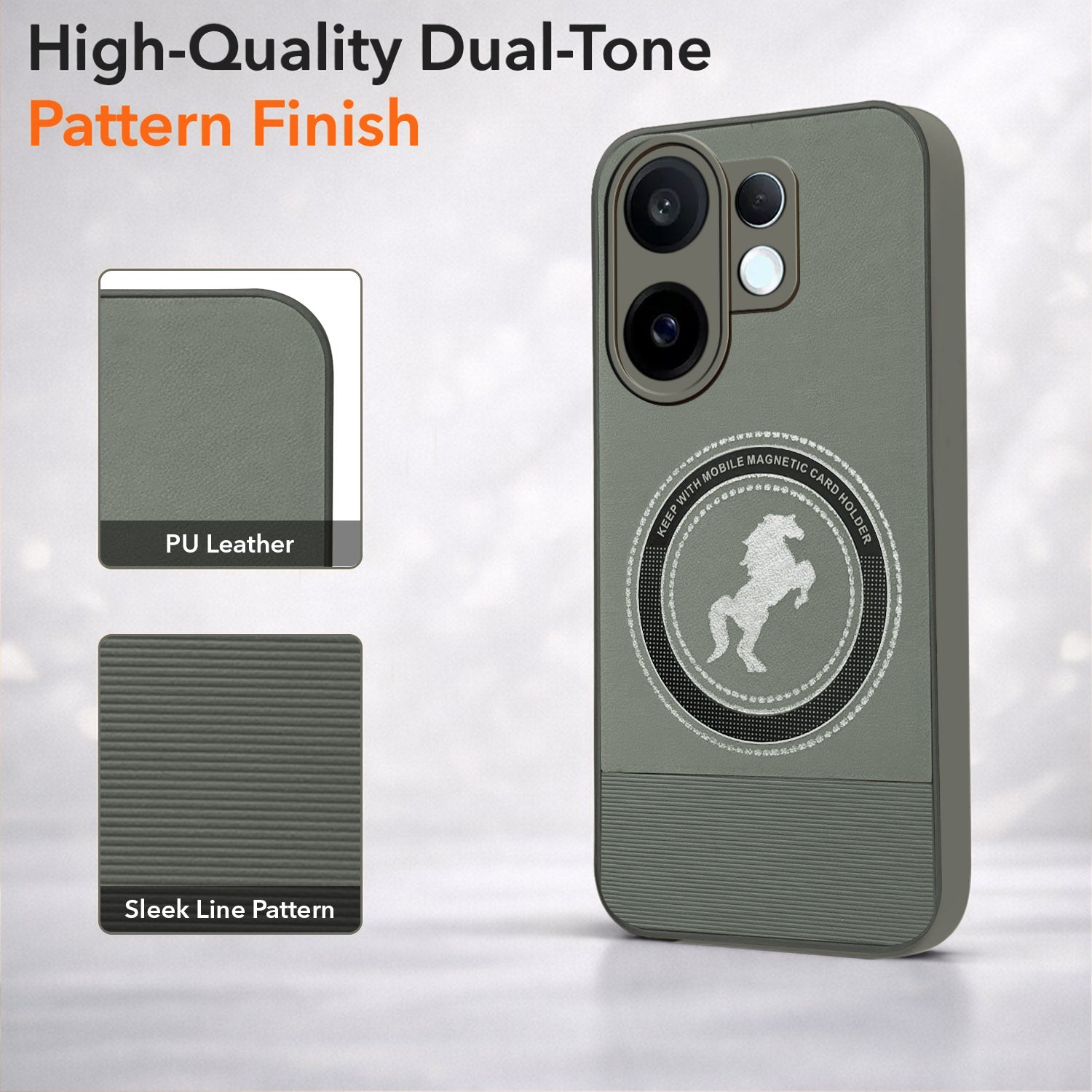 For Vivo X200 FE Back Cover Case PU Leather Finish (Professional Minimalist Texture | MagSafe Compatile | Camera Protection | Sleek Sober Formal)