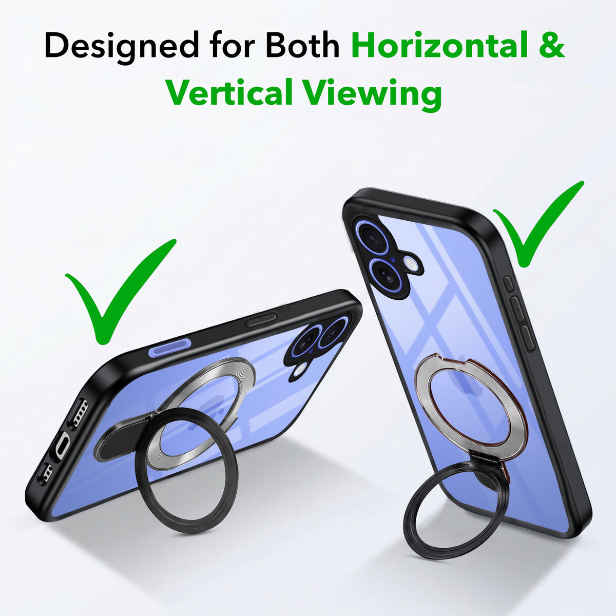For Apple iPhone 16 Plus Back Cover Case (Kick Stand Ring Holder | Life time Anti Yellow | Camera Protection)