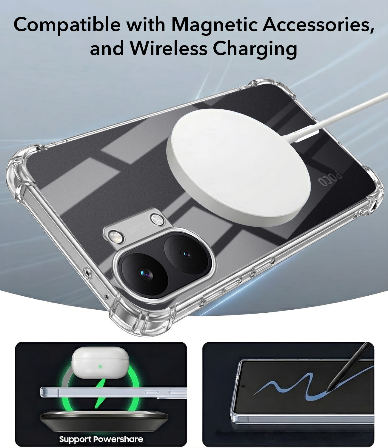 For Poco X8 Pro Max 5G Back Cover Shockproof Crystal-Clear (Magsafe Wireless Support | Drop & Camera Protection | Hard Polycarbonate)