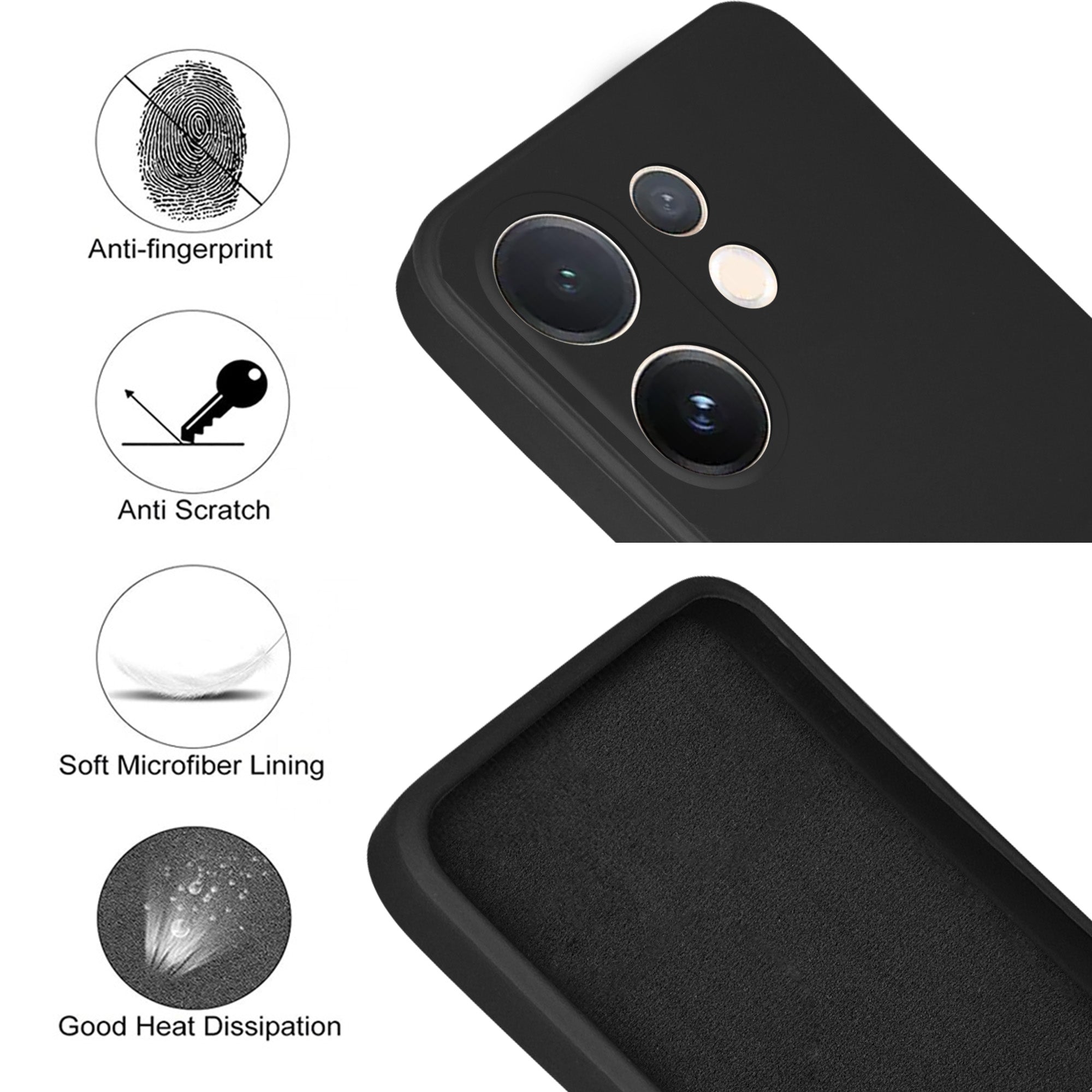 For Vivo V60 | Vivo T4 Pro Back Cover Case (Matte Finish Silicone with Inside Fiber cloth)