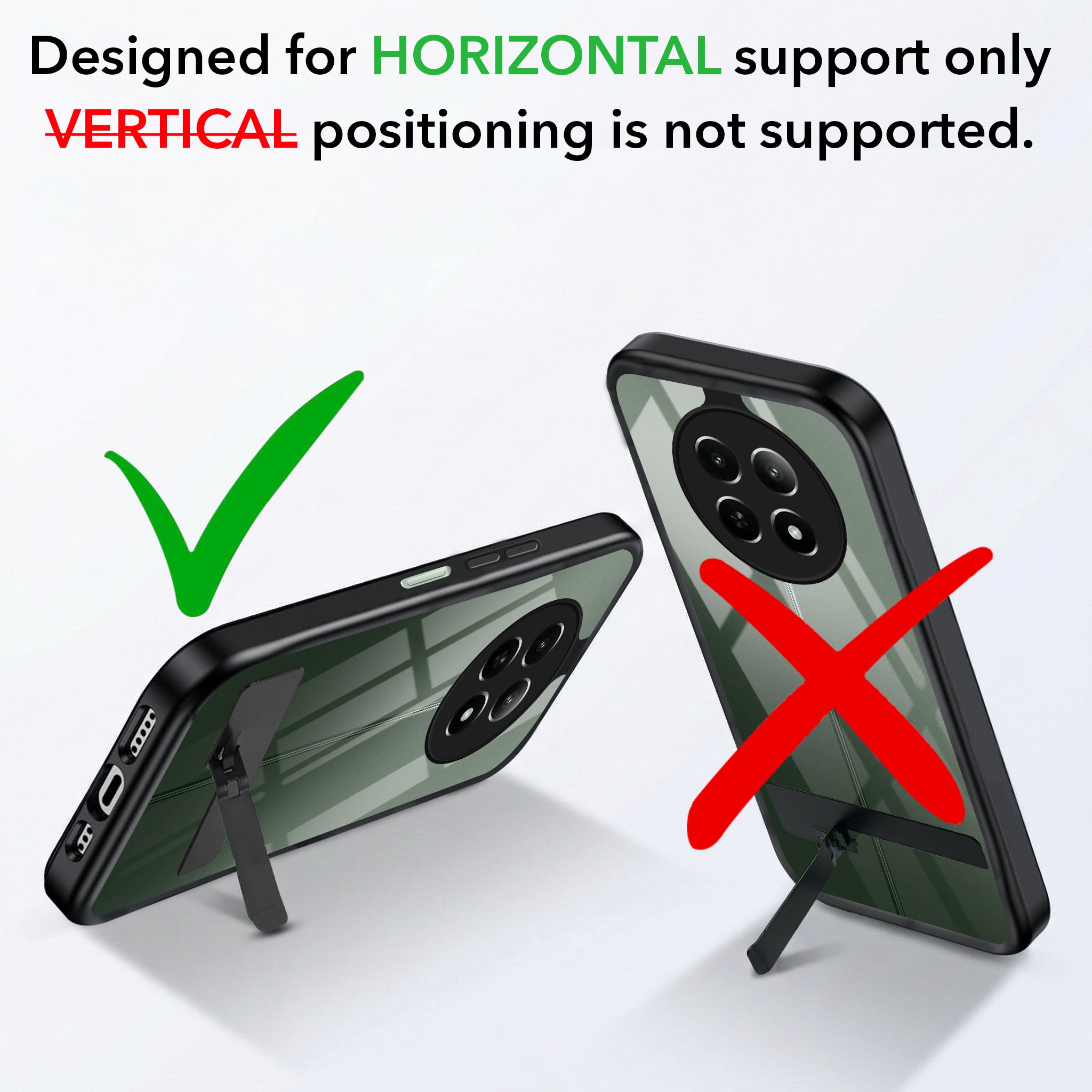 For Realme 12 | Realme 12X Back Cover Case (Built-in Stand | Lifetime Anti Yellow | Kickstand Shockproof | Camera Protection | MagSafe Compatible)