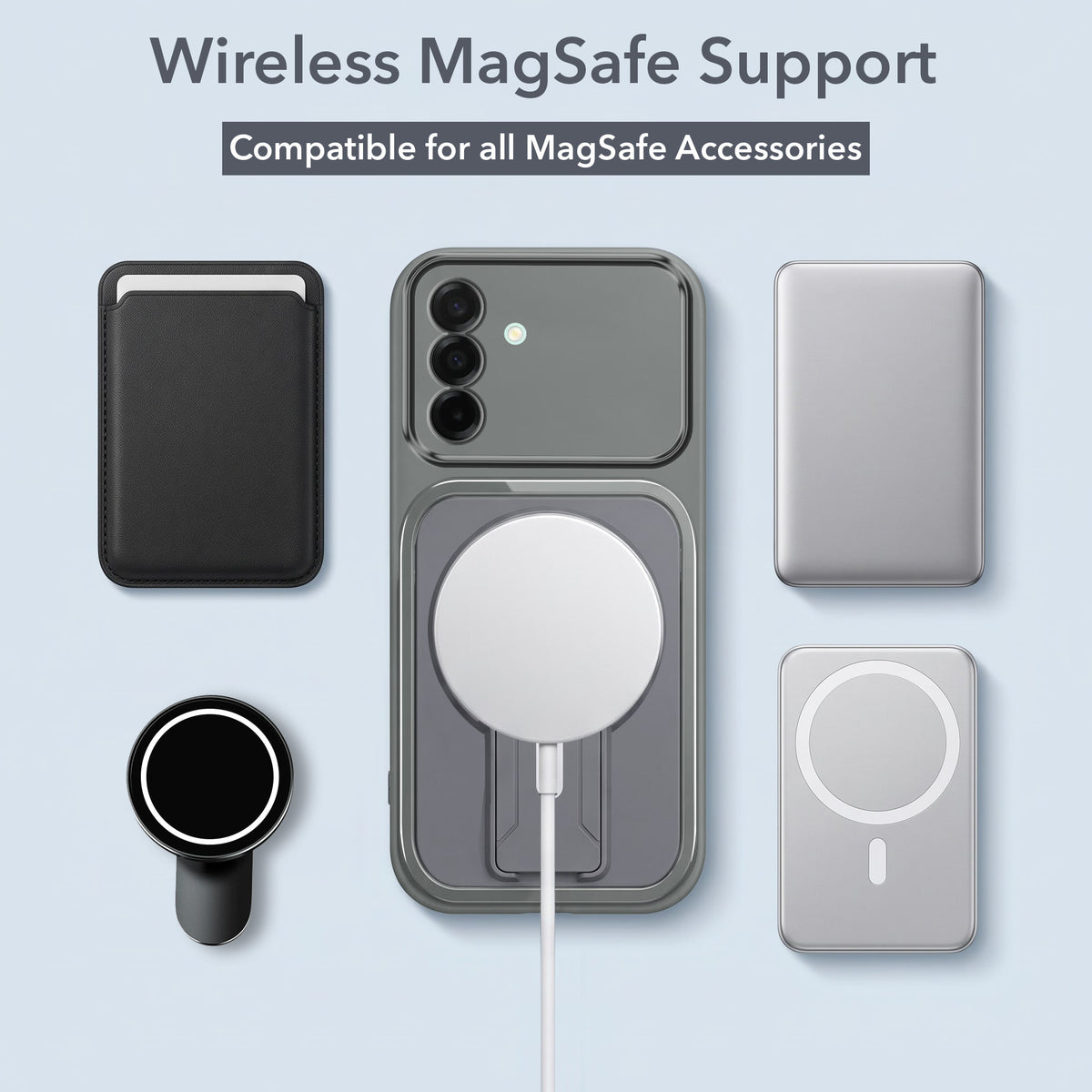 For Samsung Galaxy A26 5G Back Case Cover Metallic (Hybrid Armor Kickstand | MagSafe Compatible | Camera Protection Shockproof)