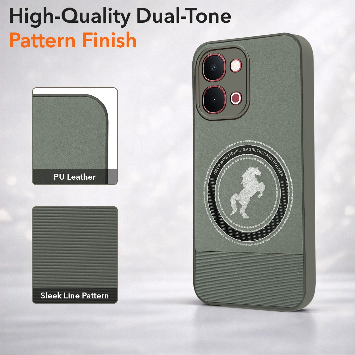 For Vivo Y51 Pro 5G | Vivo T5x Back Cover Case PU Leather Finish (Professional Minimalist Texture | MagSafe Compatile | Camera Protection | Sleek Sober Formal) (Copy)