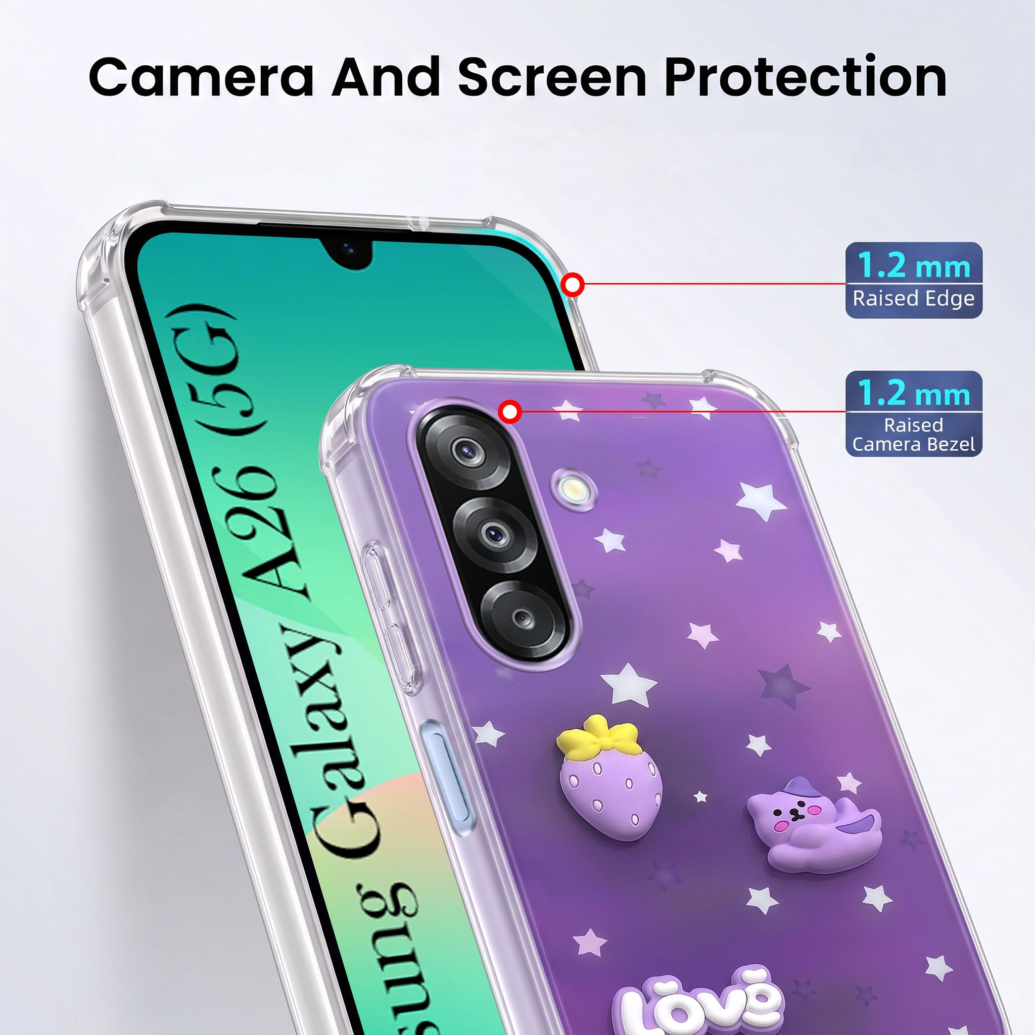 For Samsung Galaxy A26 5G Back Cover Case (3D Cute Cartoons | Hard Back Side Soft | Matte Premium Finish | HD Printing)