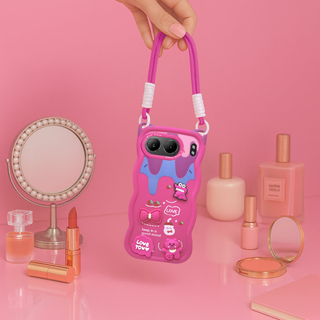 For Oneplus Nord 4 Back Case Cover Strap (3D embossed Figures | Strap Holder | 360* Soft Cushion with Camera Bump)