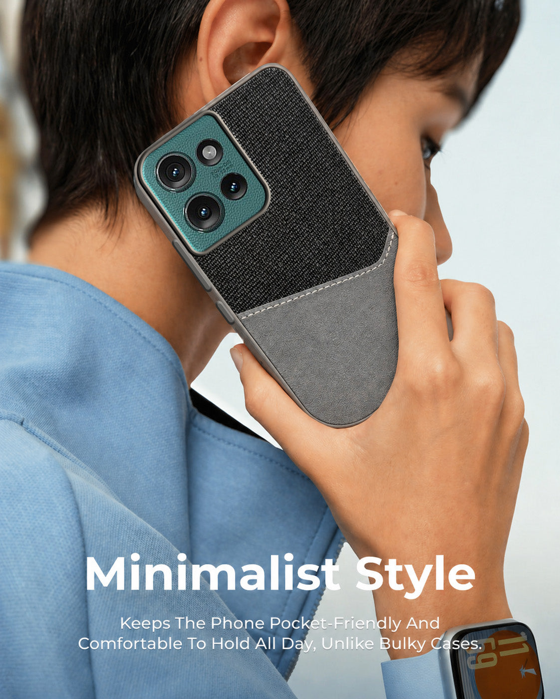 For Motorola Edge 50 5G Back Cover Case (Dual PU Leather Stitch | Professional Minimalist | Soft and Flexible)