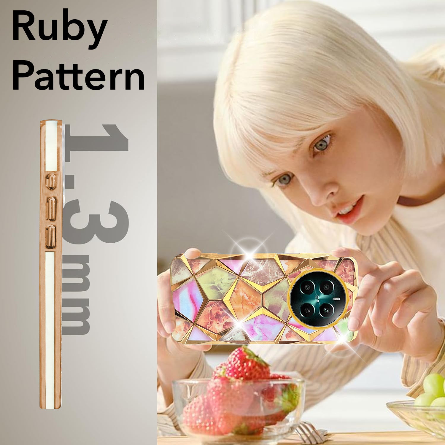 For Realme 12 Plus Back Cover Case ( Dual Design Glitter Sparkle and Detachable Diamond Print Case | Soft and Flexible)