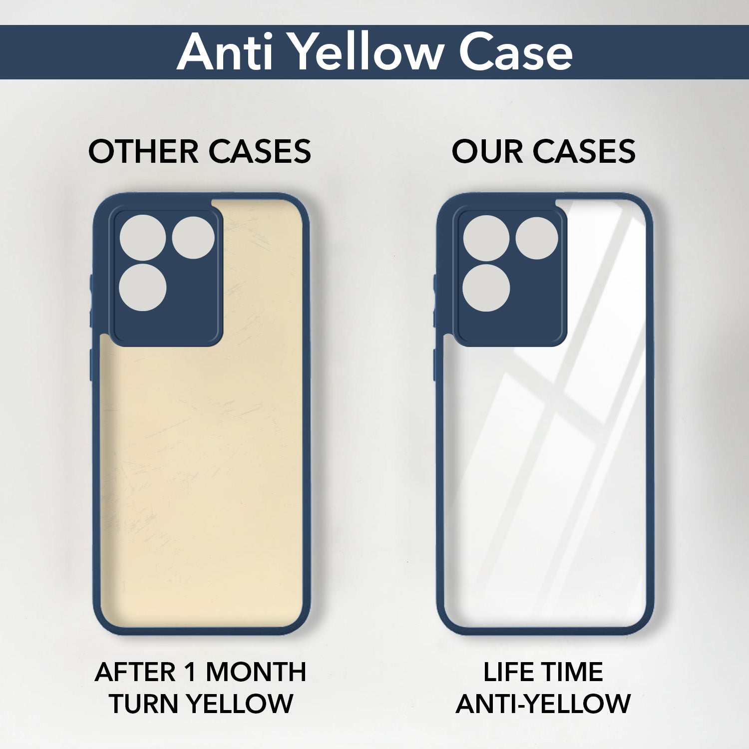 For Vivo T2 Pro Back Cover Case Ultra-Hybrid (Lifetime Anti Yellow | Anti Scratch | Crystal Clear Shockproof)