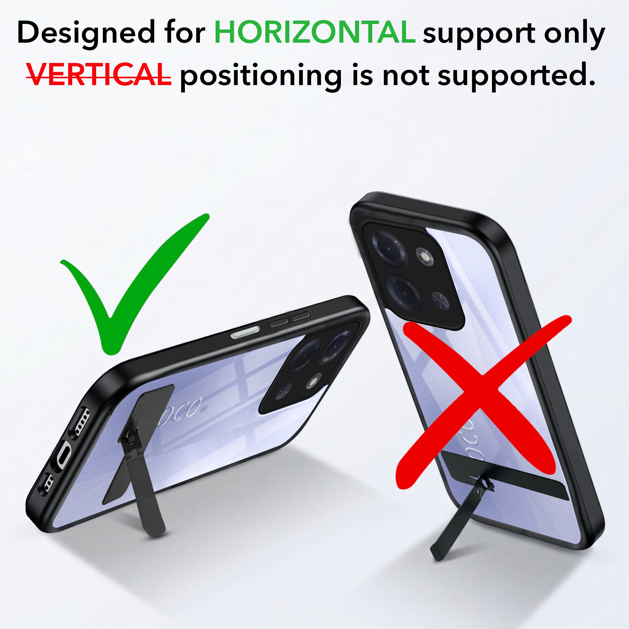 For Poco C85 5G Back Cover Case (Built-in Stand | Lifetime Anti Yellow | Kickstand Shockproof | Camera Protection | MagSafe Compatible)