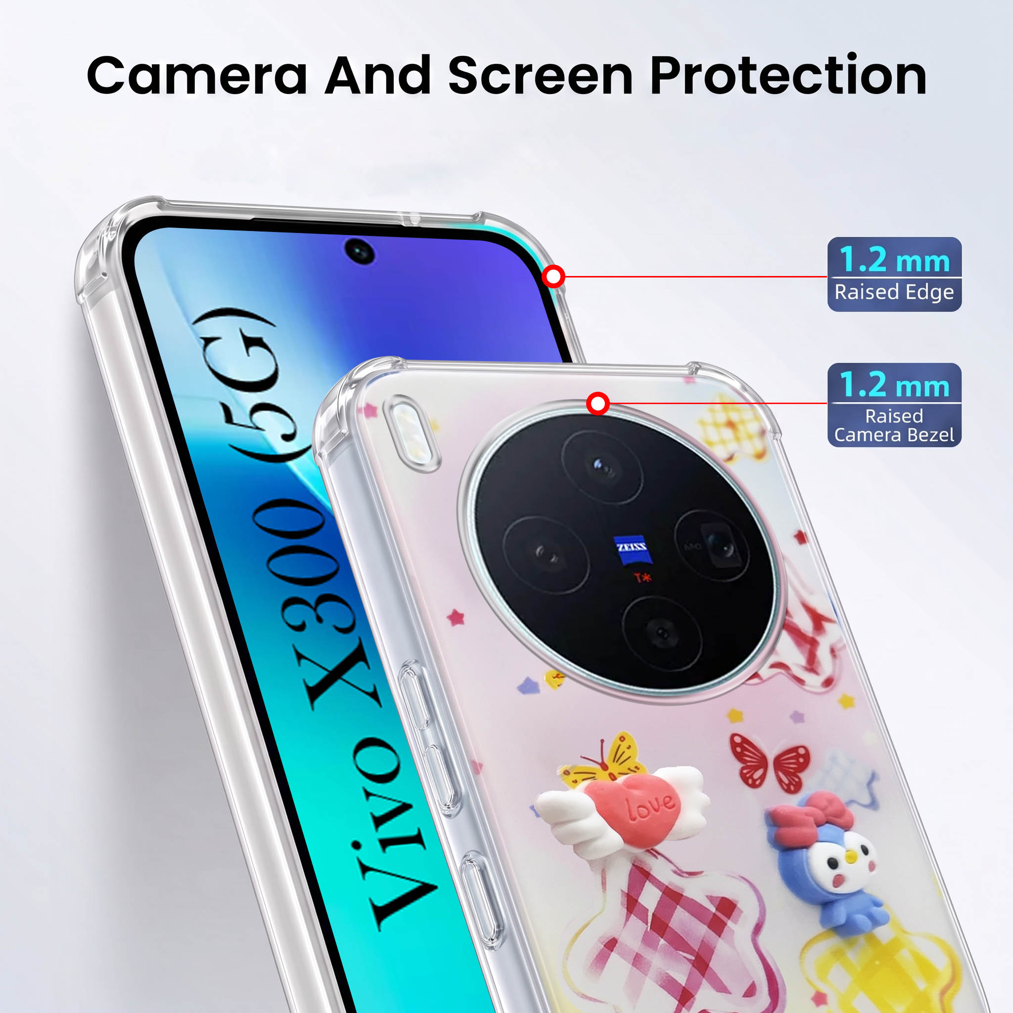 For Vivo X300 5G Back Cover Case (3D Cute Cartoons | Hard Back Side Soft | Matte Premium Finish | HD Printing)