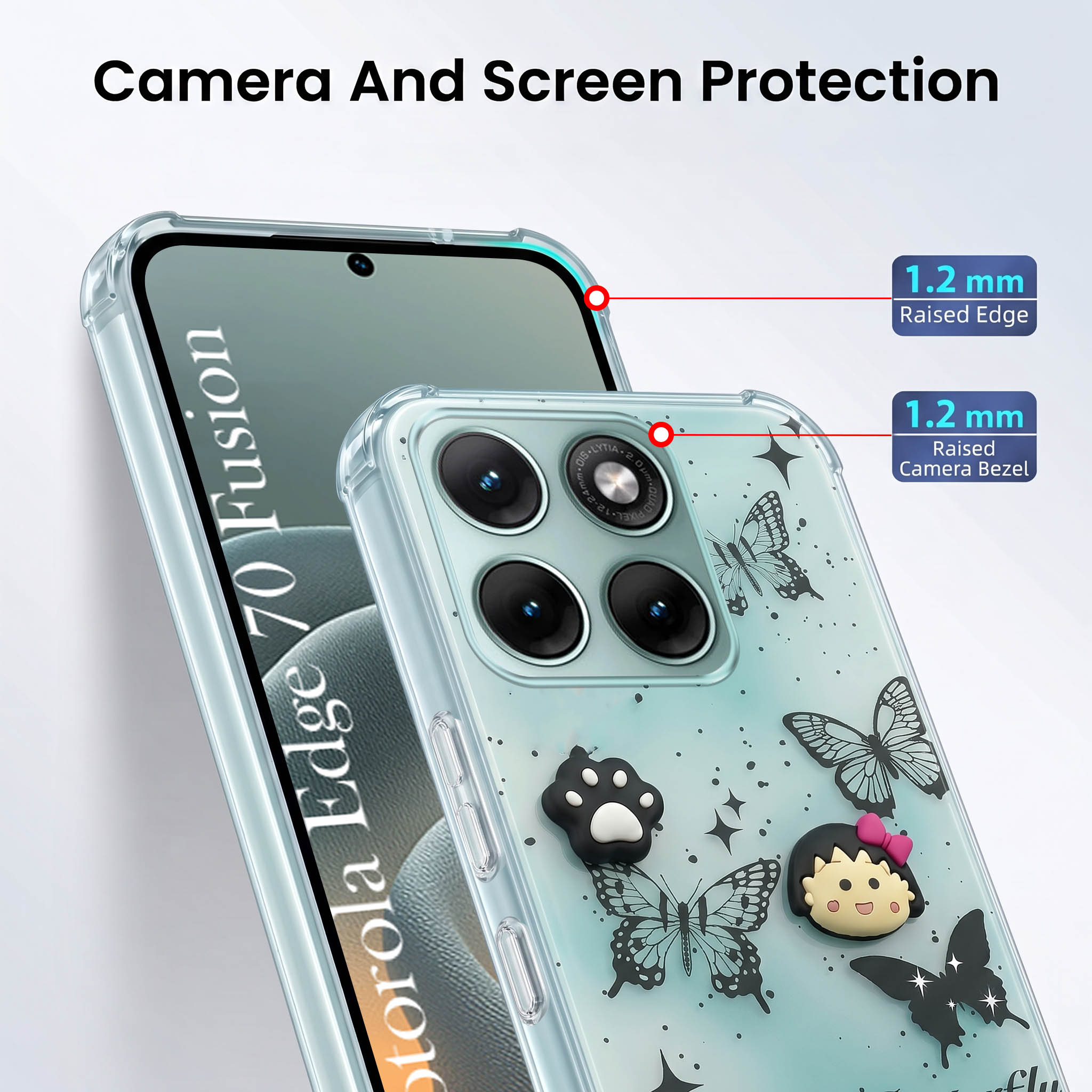 For Motorola Moto Edge 70 Fusion Back Cover Case (3D Cute Cartoons | Hard Back Side Soft | Matte Premium Finish | HD Printing)