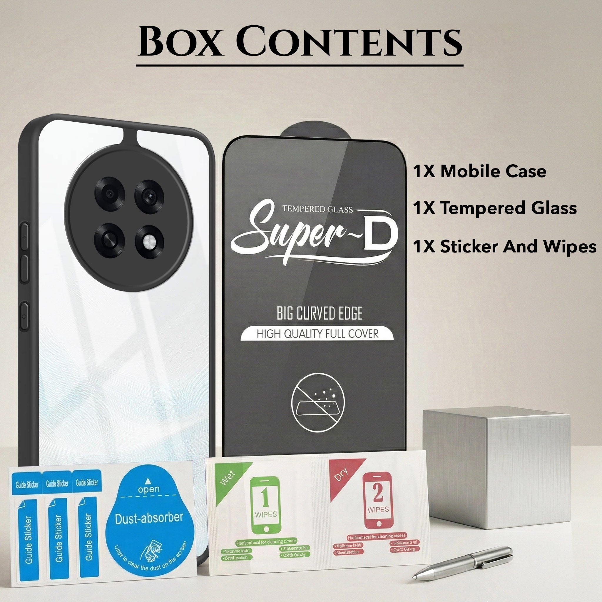 For Oppo F31 Pro Plus Combo with Back Cover and 9H Tempered Glass (Lifetime Anti-Yellow | Crystal Clear Shockproof | Oleophobic Coating Screen Glass)