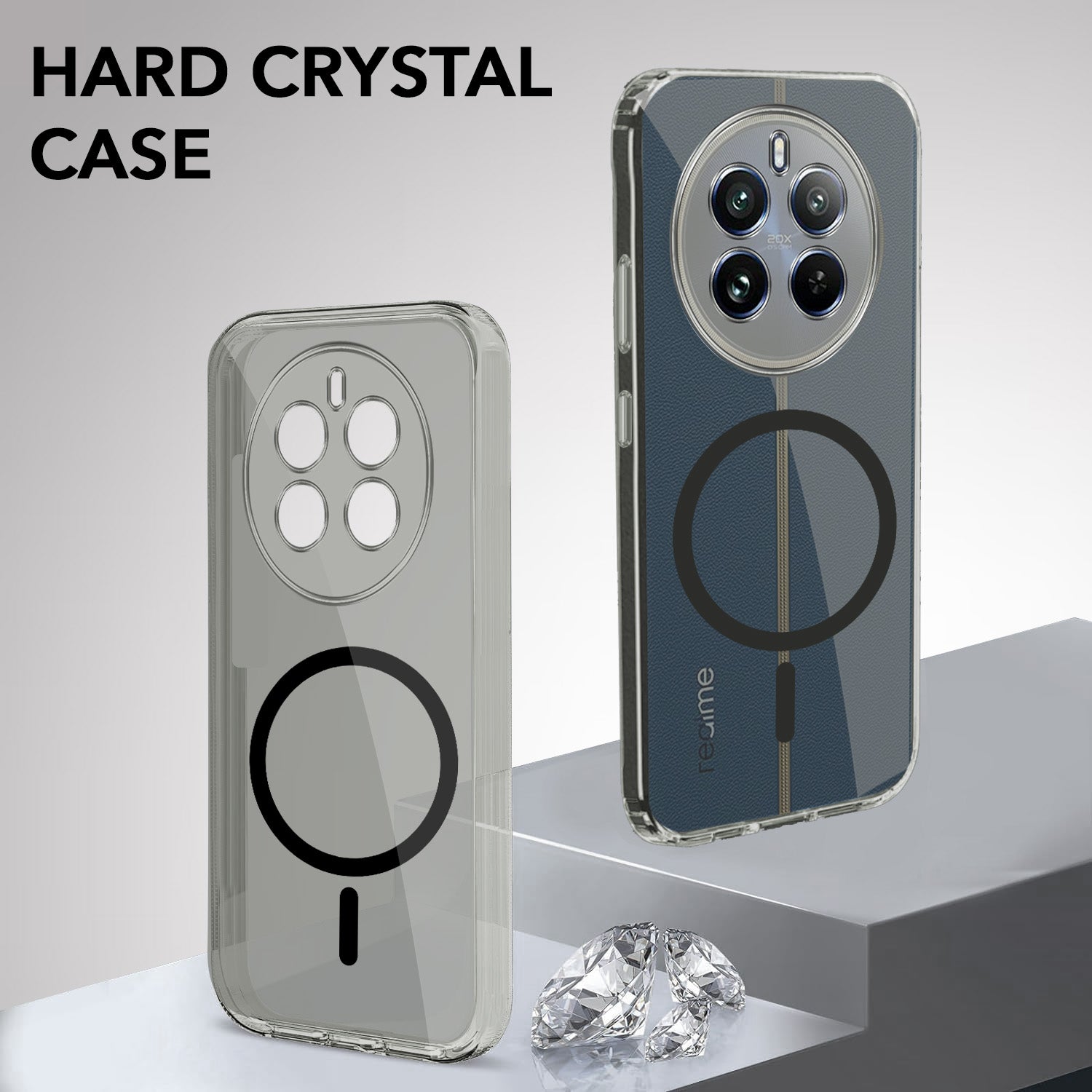 For Realme 12 Pro Plus | Realme 12 Pro Back Cover Case Lifetime Anti-Yellow MagSafe Compatible Clear (Sleek Hard Crystal | Shockproof and Camera Protection)