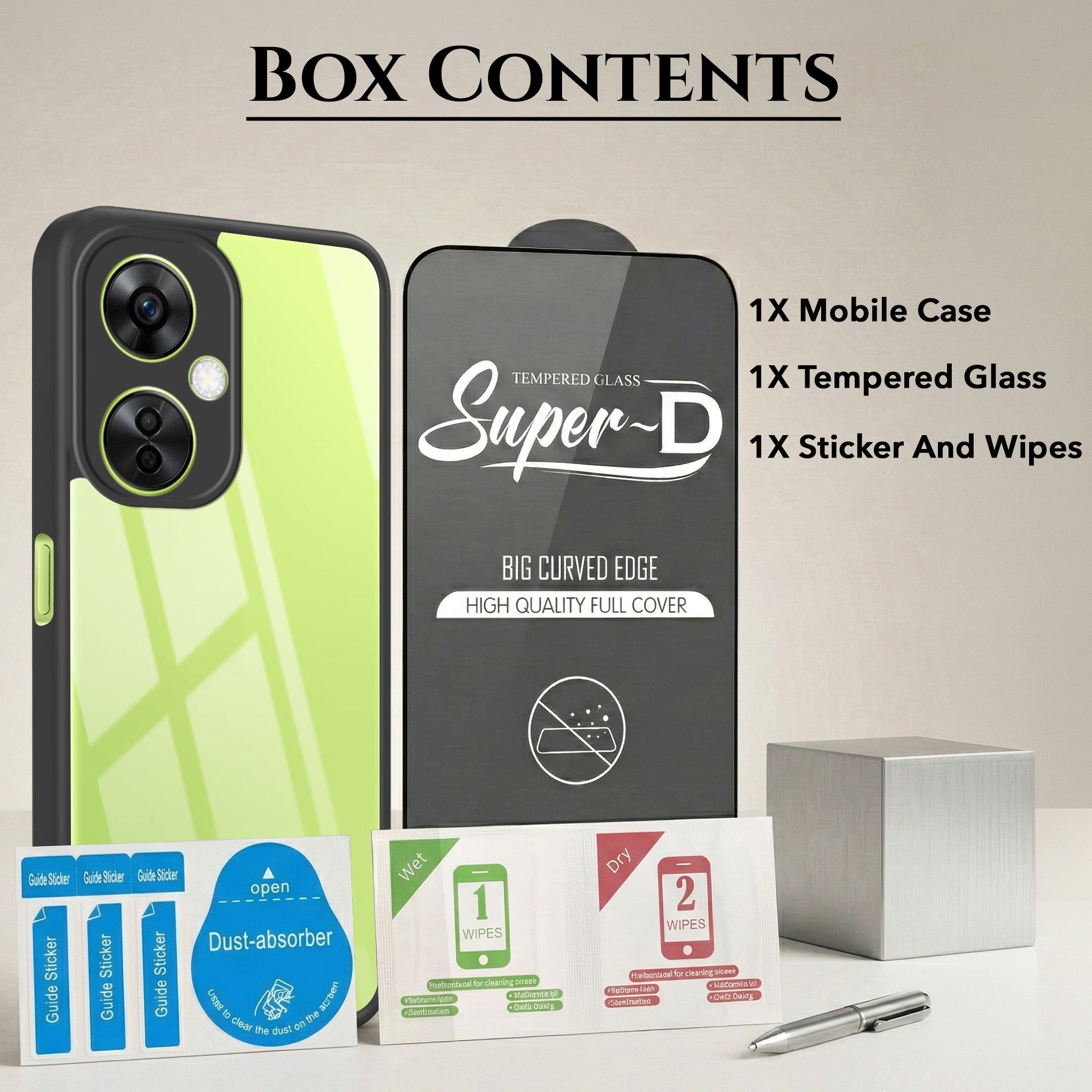 For OnePlus Nord CE 3 Lite Combo with Back Cover and 9H Tempered Glass (Lifetime Anti-Yellow | Crystal Clear Shockproof | Oleophobic Coating Screen Glass)