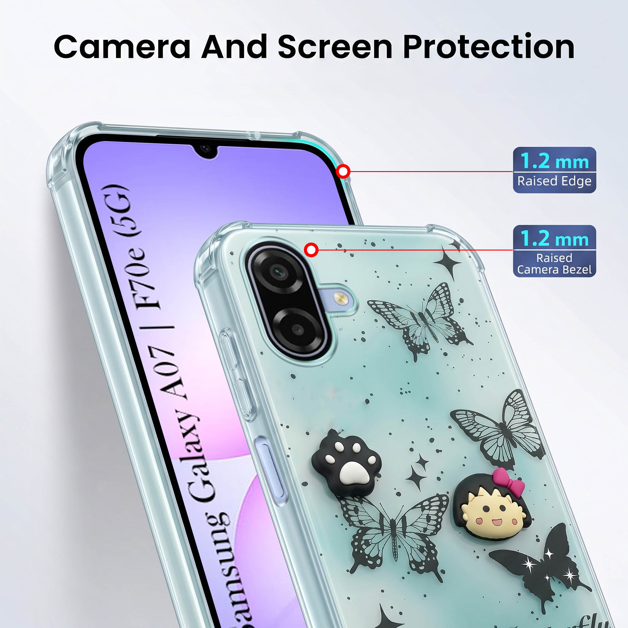 For Samsung Galaxy A07 5G | F70e 5G Back Cover Case (3D Cute Cartoons | Hard Back Side Soft | Matte Premium Finish | HD Printing)