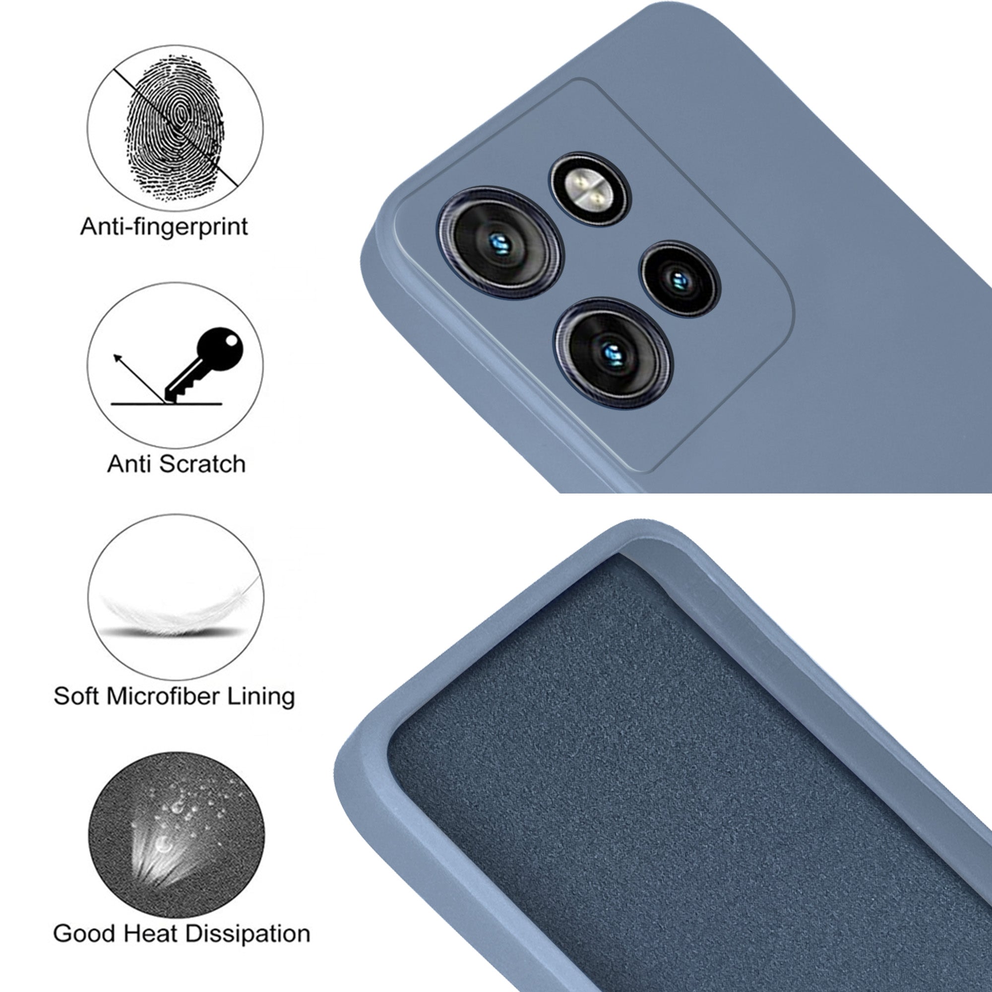 For Motorola Moto Edge 50 Neo Back Cover Case ( Matte Finish Silicone with Inside Fiber cloth)