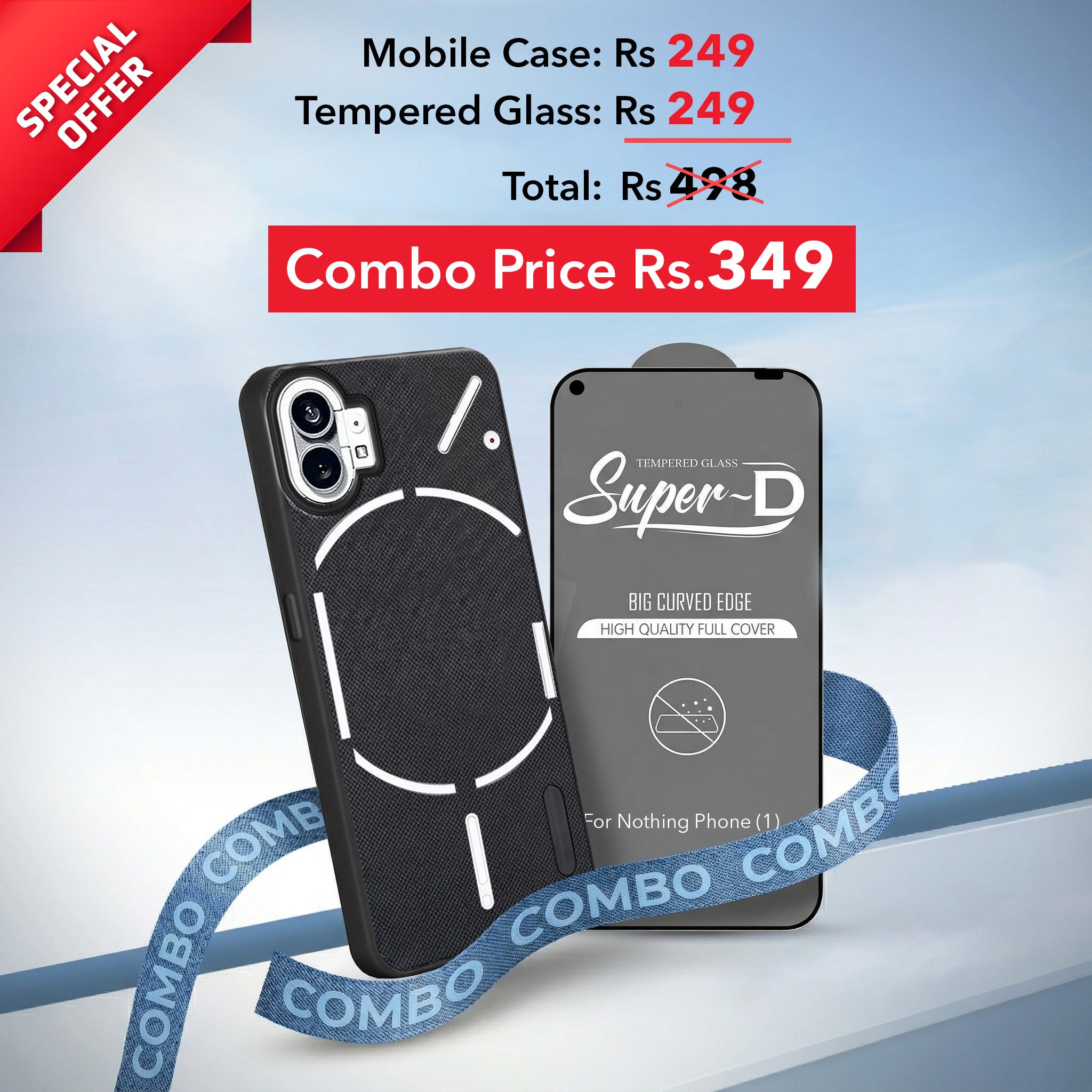 For Nothing Phone 1 Combo with Back Cover and 9H Tempered Glass (Textured Grip Design | Micro-Fiber Cloth Inside | Oleophobic Coating Screen Glass)