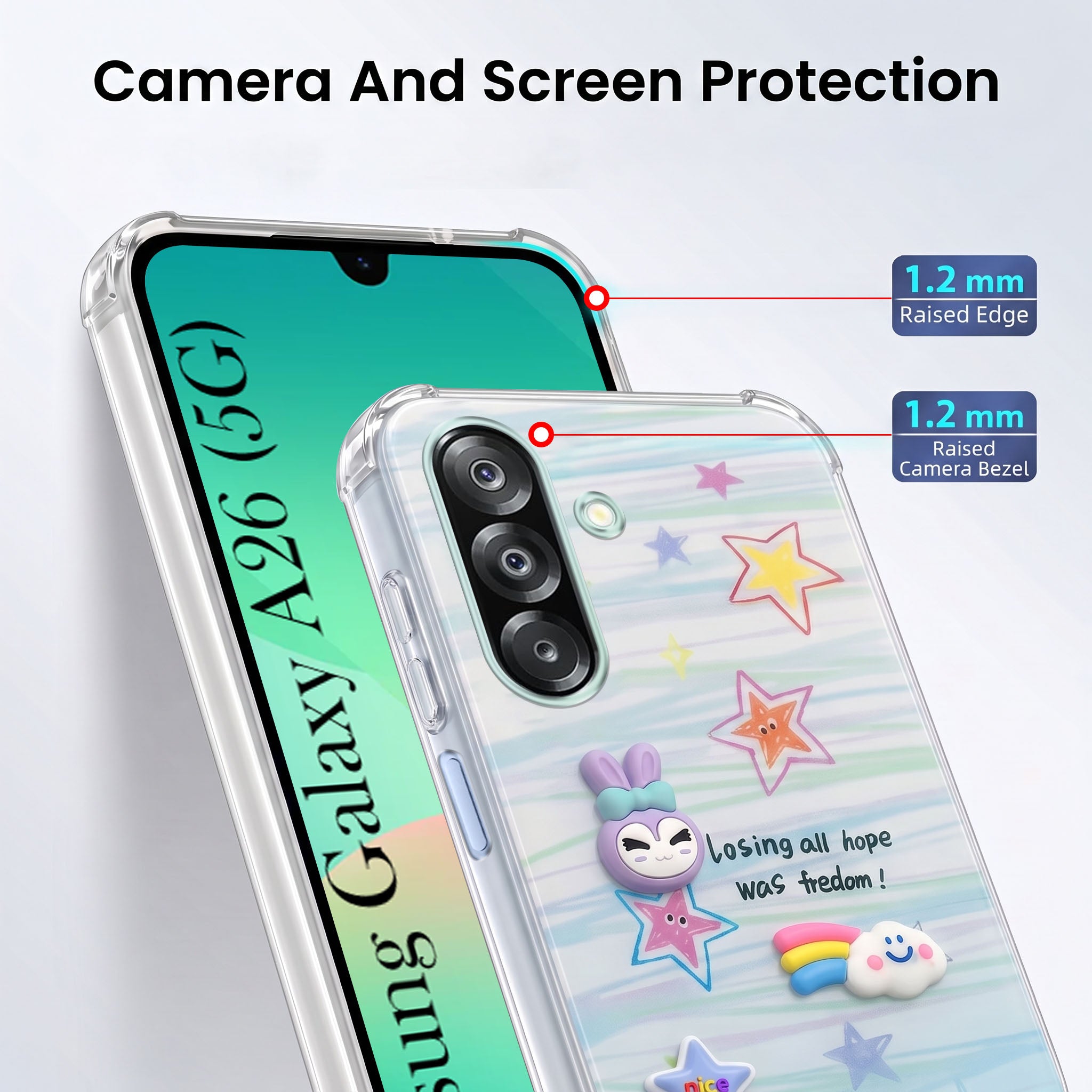 For Samsung Galaxy A26 5G Back Cover Case (3D Cute Cartoons | Hard Back Side Soft | Matte Premium Finish | HD Printing)